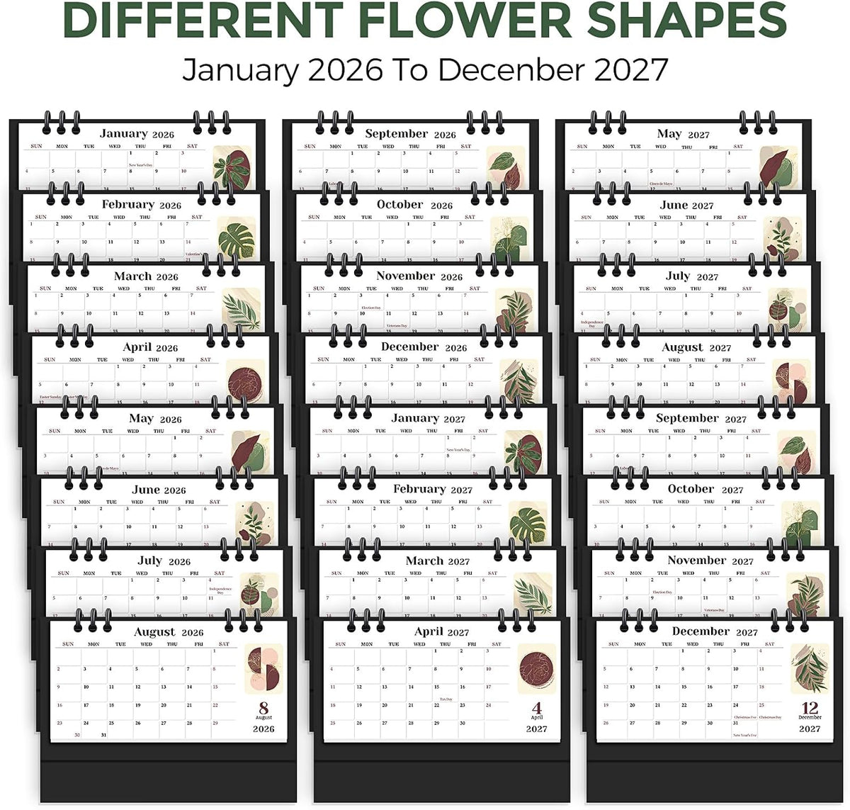 KONVINIT Small Desk Calendar 2026-2027, 6.3" x 3.1", 2026 Desk Calendar - Runs From January 2026 Until December 2027, 24 Months Mini Desktop Calendar for School, Home and Office Supplies