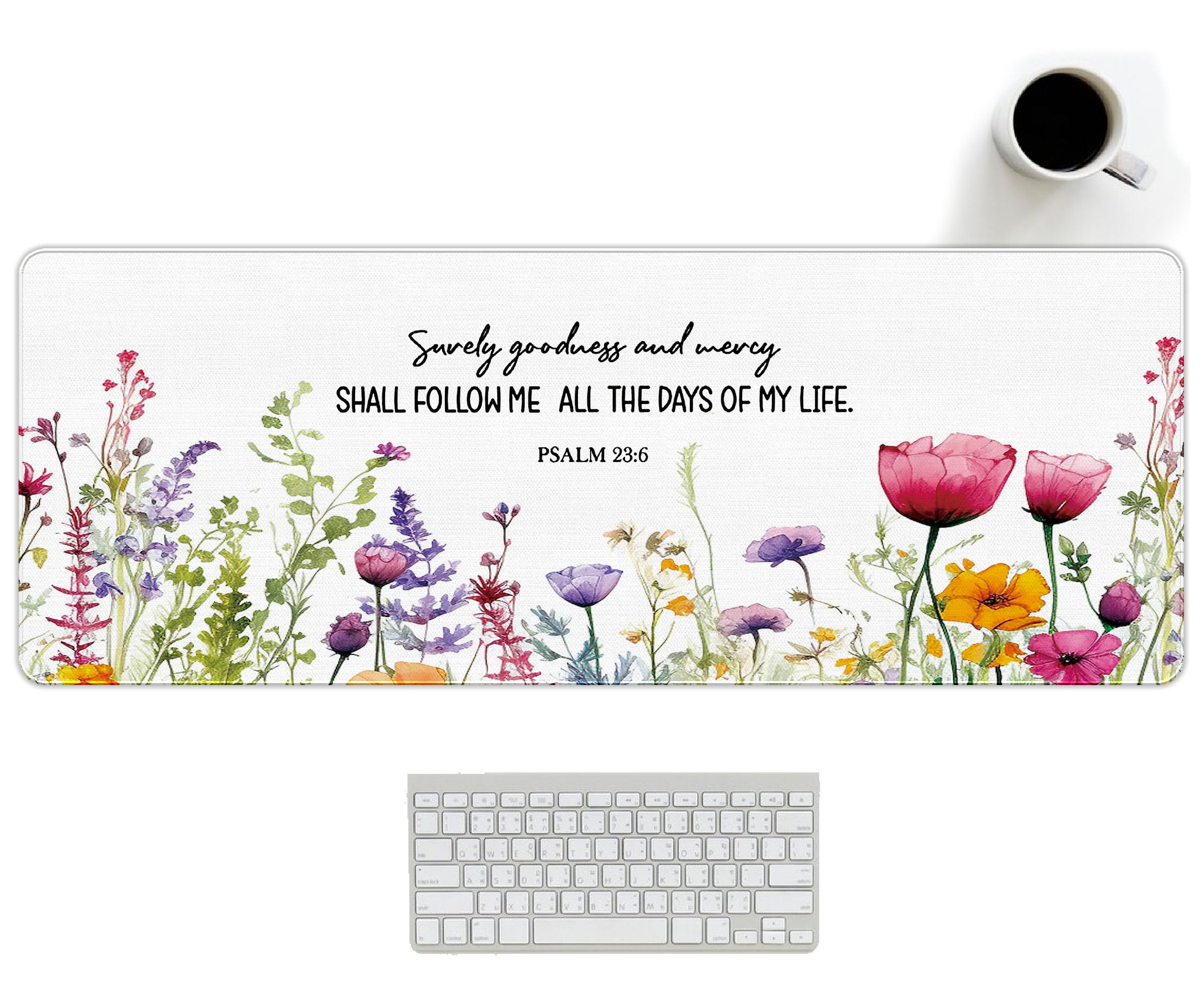 UTELKA Blue Desk Mat, Flroal Desk Matt for Desktop Mouse Pad 31.5x11.8