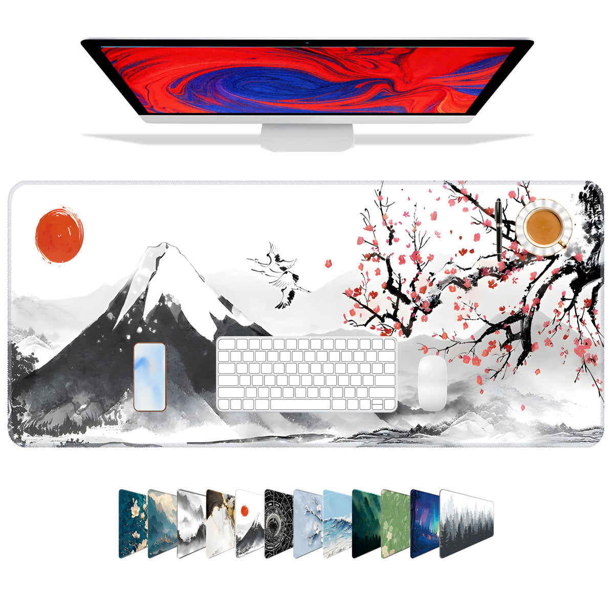 Galdas Mouse Pad For Gaming,Forest Background Pattern XXL XL Large Mouse Mat Long Extended MousePad Desk Mat Non-Slip Rubber Mice Pads Stitched Edges Thin (31.5 x 11.8 x 0.12 Inches) Tree