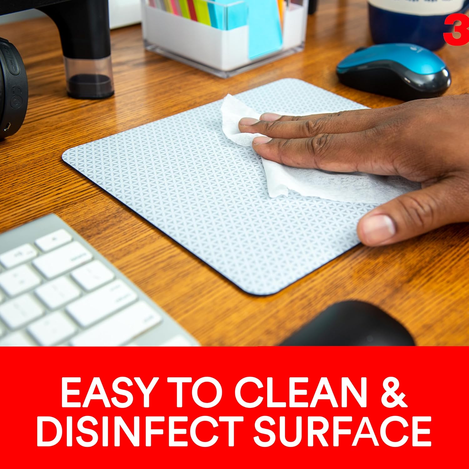 3M Precise Mouse Pad with Repositionable Adhesive Back, Enhances The Precision of Optical Mice at Fast Speeds and Extends The Battery Life of Wireless up to 50%*, 8.5" x 7", Bitmap (MP200PS), Polymer