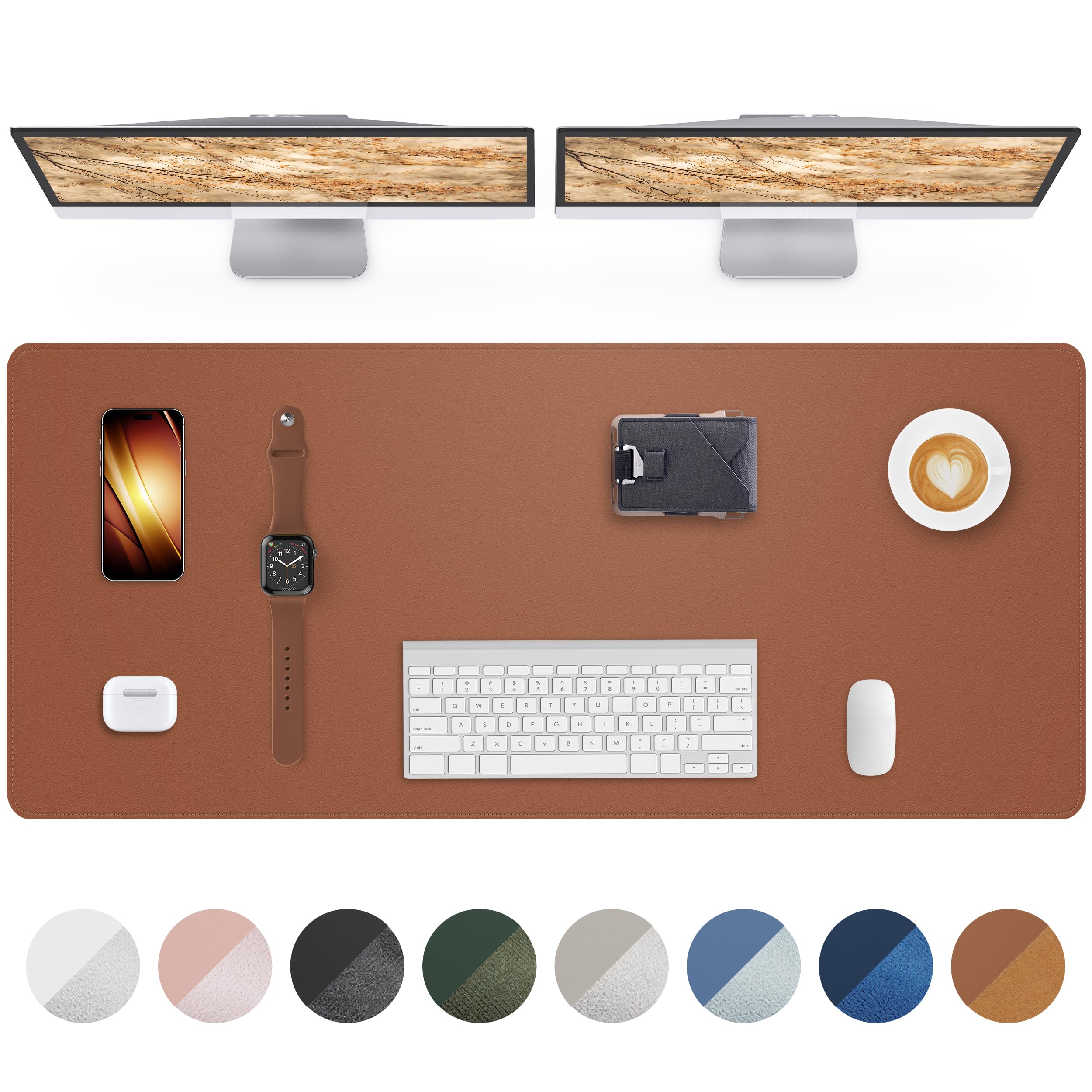 AFIING Large Desk Mat 55" x 24" - PU Leather Desk Pad Protector, Waterproof Non-Slip Extended Mouse Pad for Office Desk, Keyboard, Laptop and Home Workspace (Black)