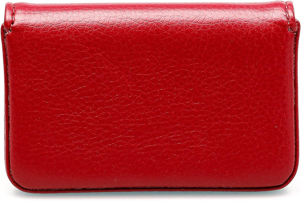 RFID Blocking Wallet - Minimalist Leather Business Credit Card Holder with Magnetic - Red