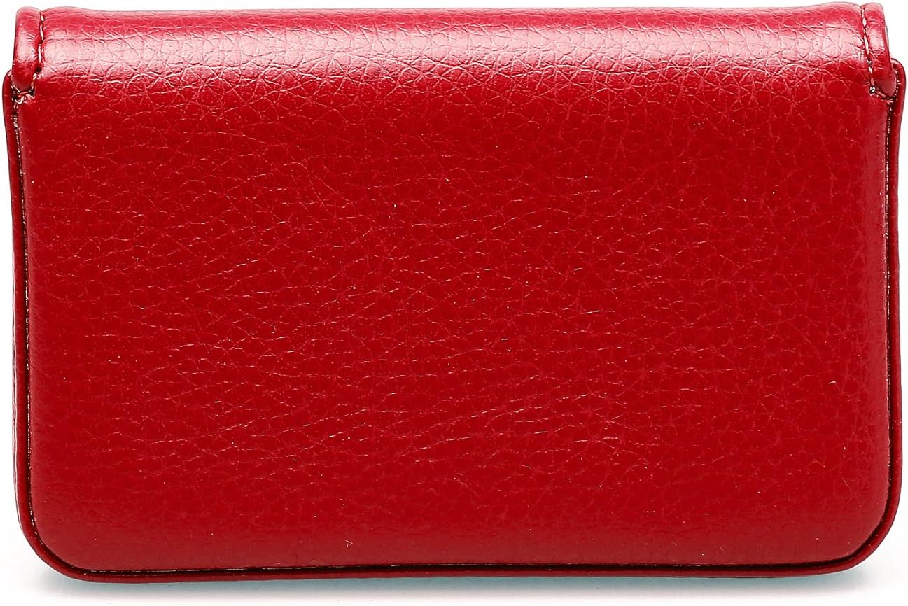 RFID Blocking Wallet - Minimalist Leather Business Credit Card Holder with Magnetic - Red