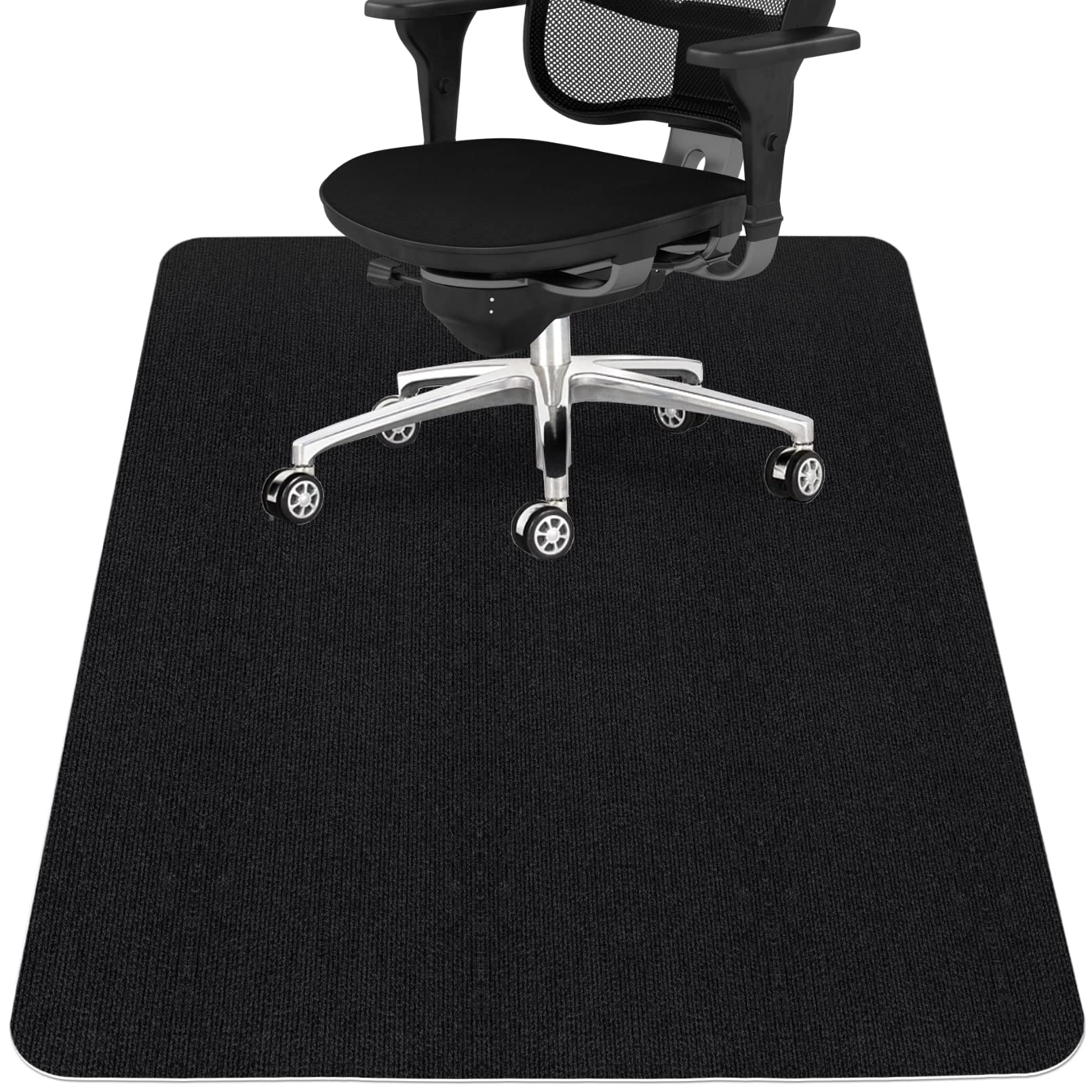 Sycoodeal Office Chair Mat for Hardwood Floor,Office Computer Gaming Chair Mat for Tile Floor,Large Floor Protector Rug,Anti-Slip,Easy to Clean,Pure Black(48"x36")