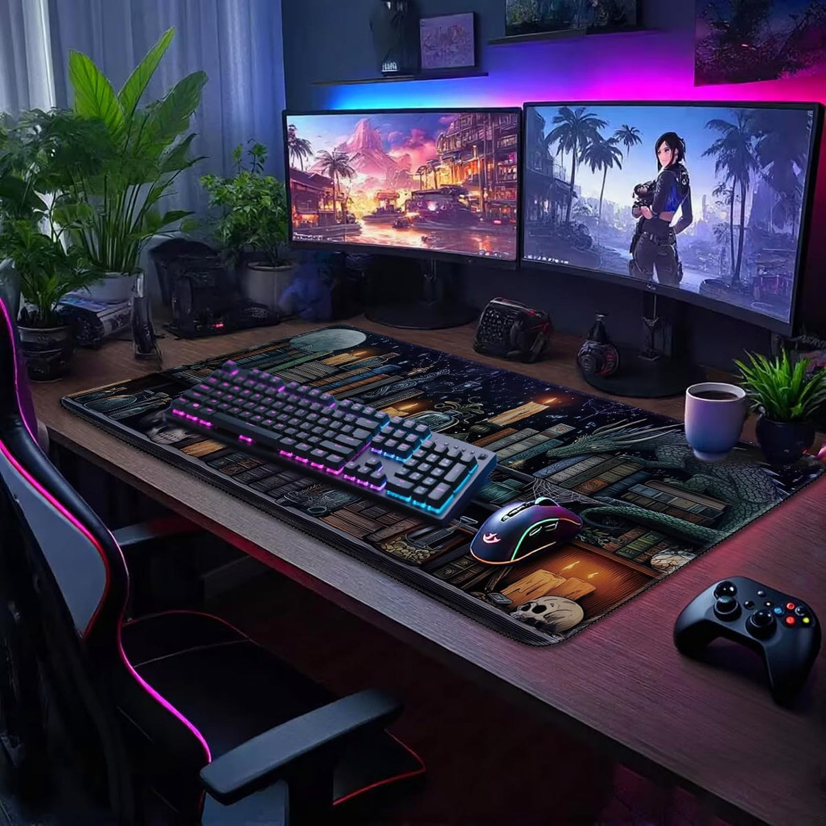 Mystical Gothic Library Large Gaming Mouse Pad Desk Mat 31.5x15.7