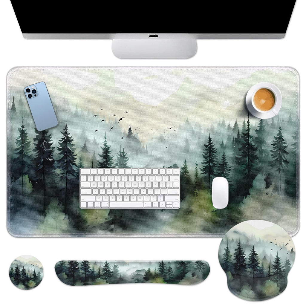 Britimes Keyboard Mouse Pad Set, 4 in 1 Desk Mat Set, Pink Rose Gold