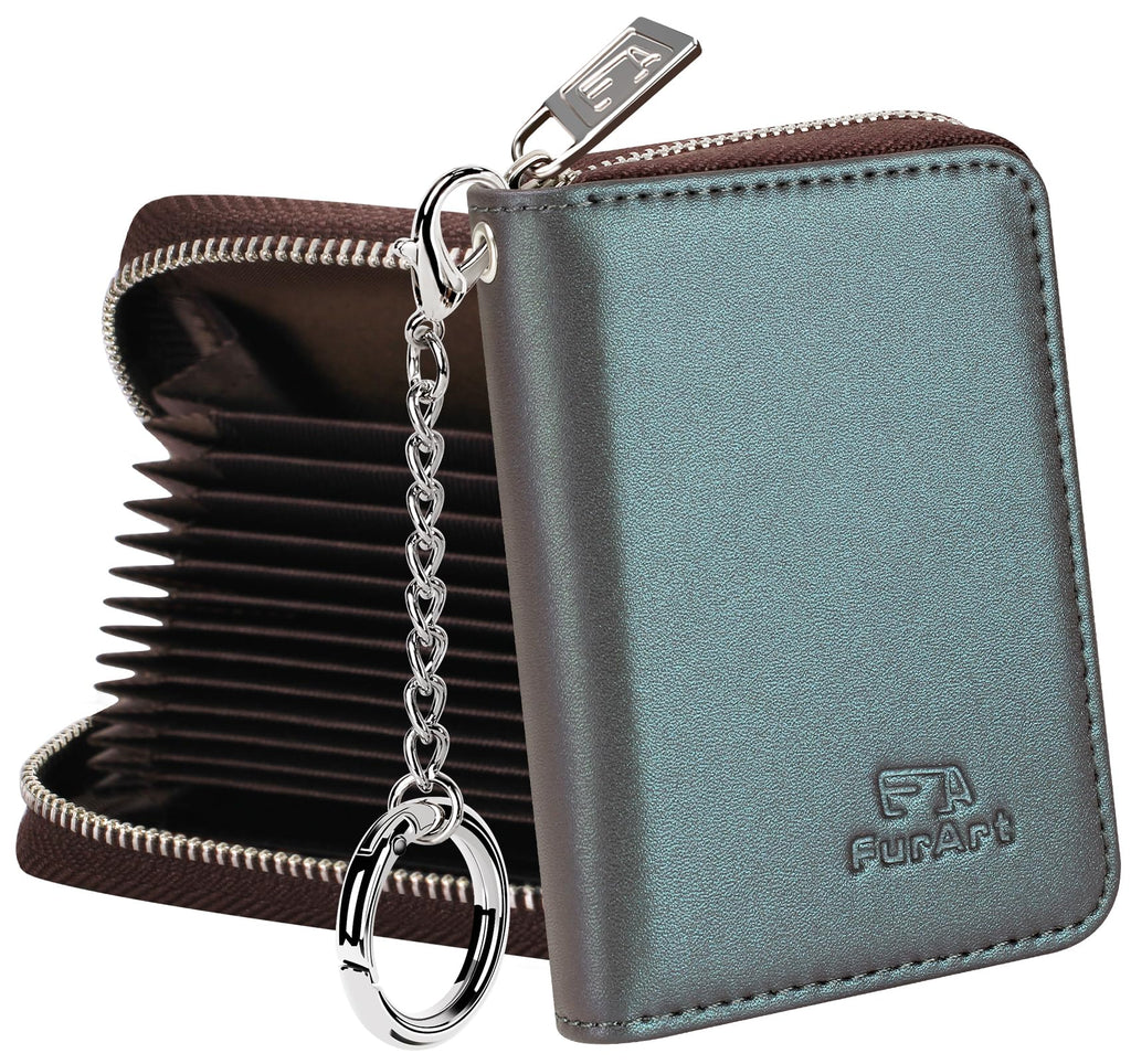 FurArt Zipper Wallet Women RFID Credit Card Holder keychain Wallet