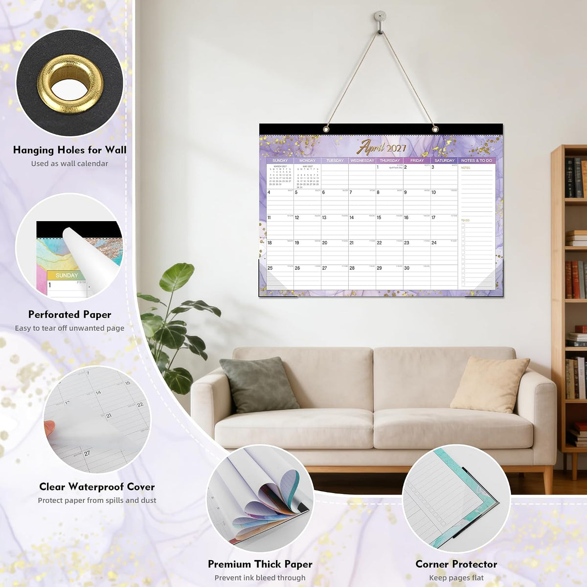 Tcamp Desk Calendar 2026-2027, Large Desktop/Wall Monthly Calendar