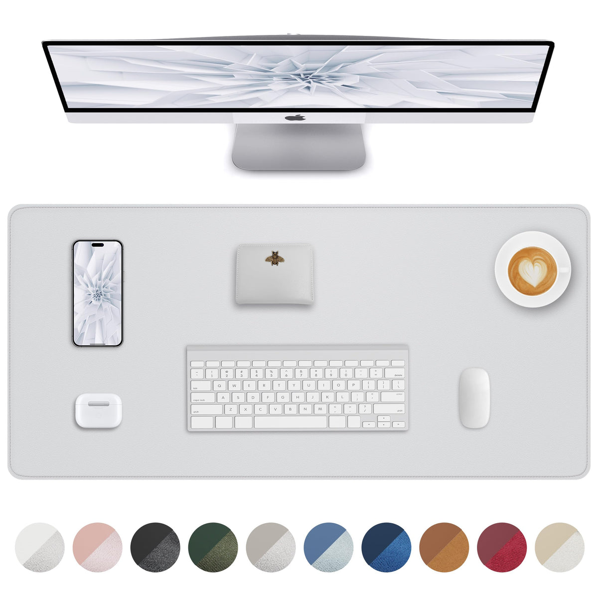AFIING Large Desk Mat 55" x 24" - PU Leather Desk Pad Protector, Waterproof Non-Slip Extended Mouse Pad for Office Desk, Keyboard, Laptop and Home Workspace (Black)