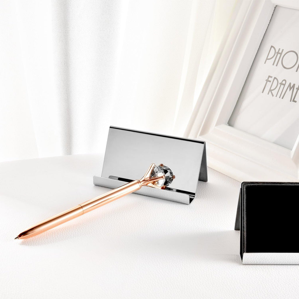 Maxdot 2 Pcs Stainless Steel Business Cards Holders, Silver