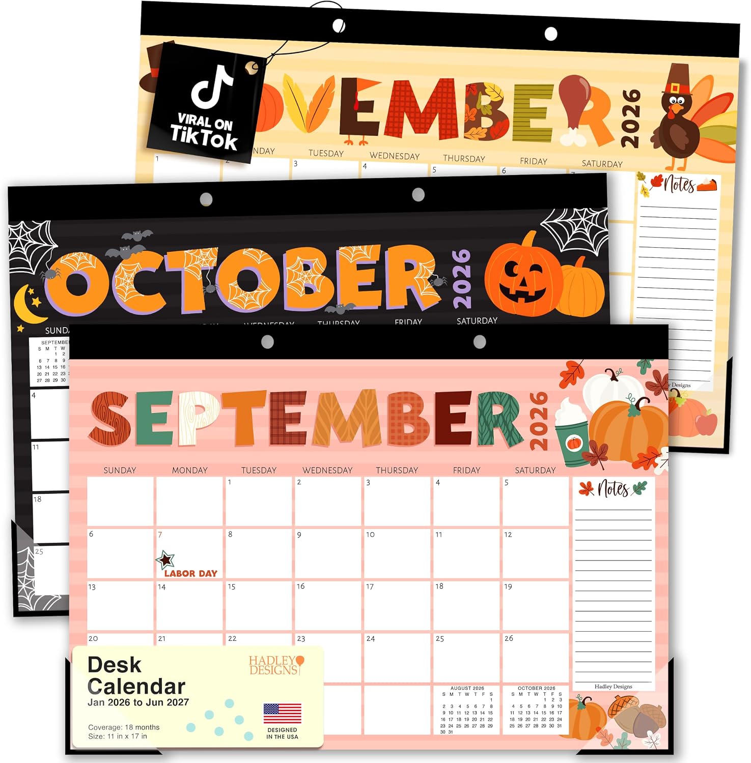 Large Teacher Desk Calendar 2026-2027 - Desktop Calendar 2026