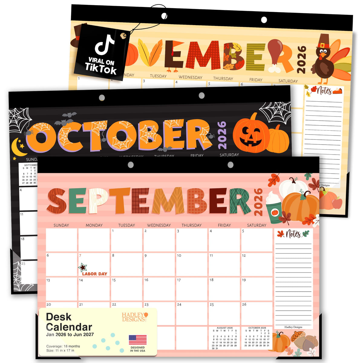 Large Teacher Desk Calendar 2026-2027 - Desktop Calendar 2026