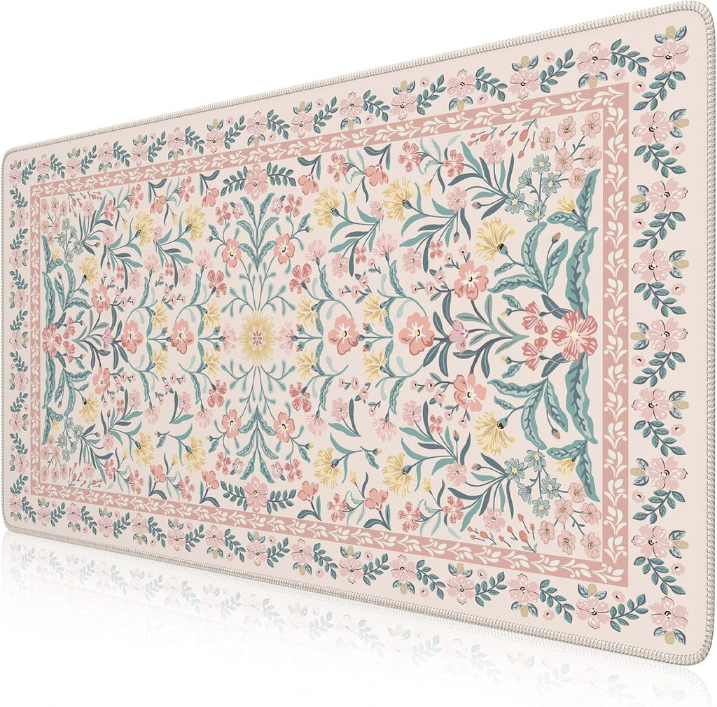 iCasso Desk Mat,Mouse Pad for Office Desk,35.4x15.7in,Pink Floral