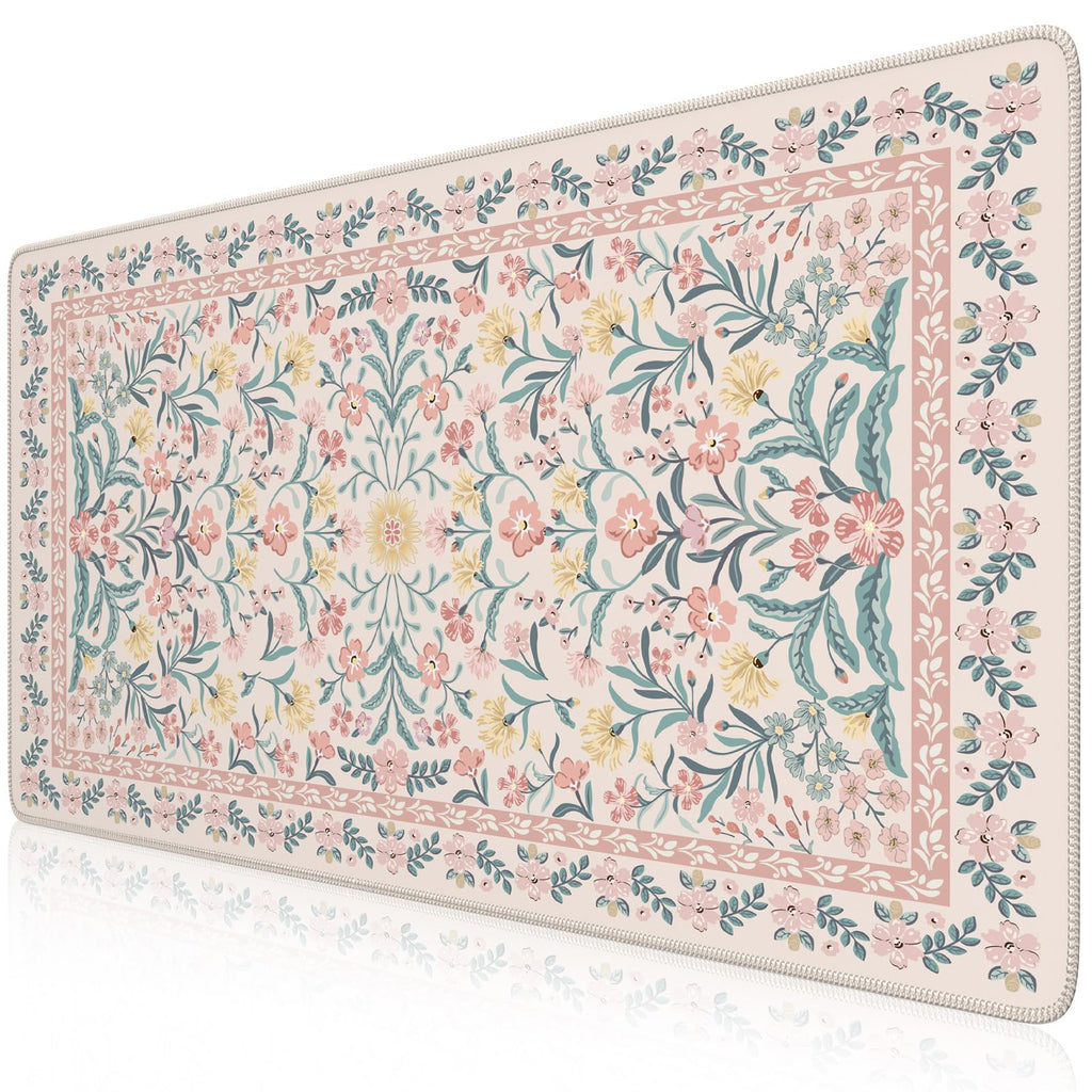 iCasso Desk Mat,Mouse Pad for Office Desk,35.4x15.7in,Pink Floral