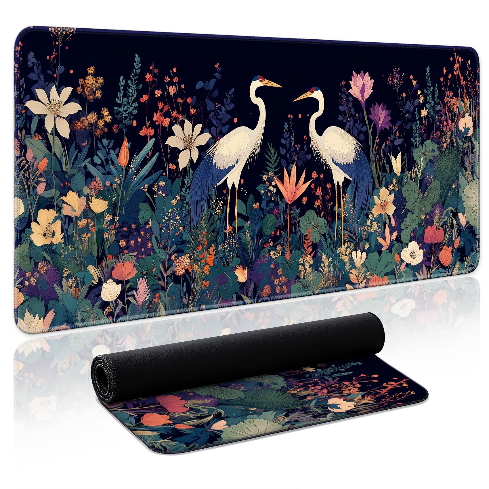 Aesthetic Desk Mat, Cute Enchanted Garden Desk Pad Protector for Work & Decor, 31.5" x 11.8", Pretty Non-Slip Extended Mouse Pad for Office or Home