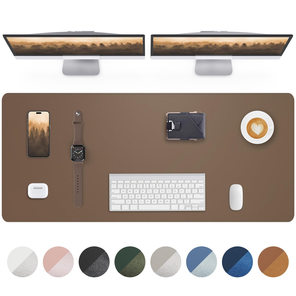 AFIING Large Desk Mat 55" x 24" - PU Leather Desk Pad Protector, Waterproof Non-Slip Extended Mouse Pad for Office Desk, Keyboard, Laptop and Home Workspace (Black)