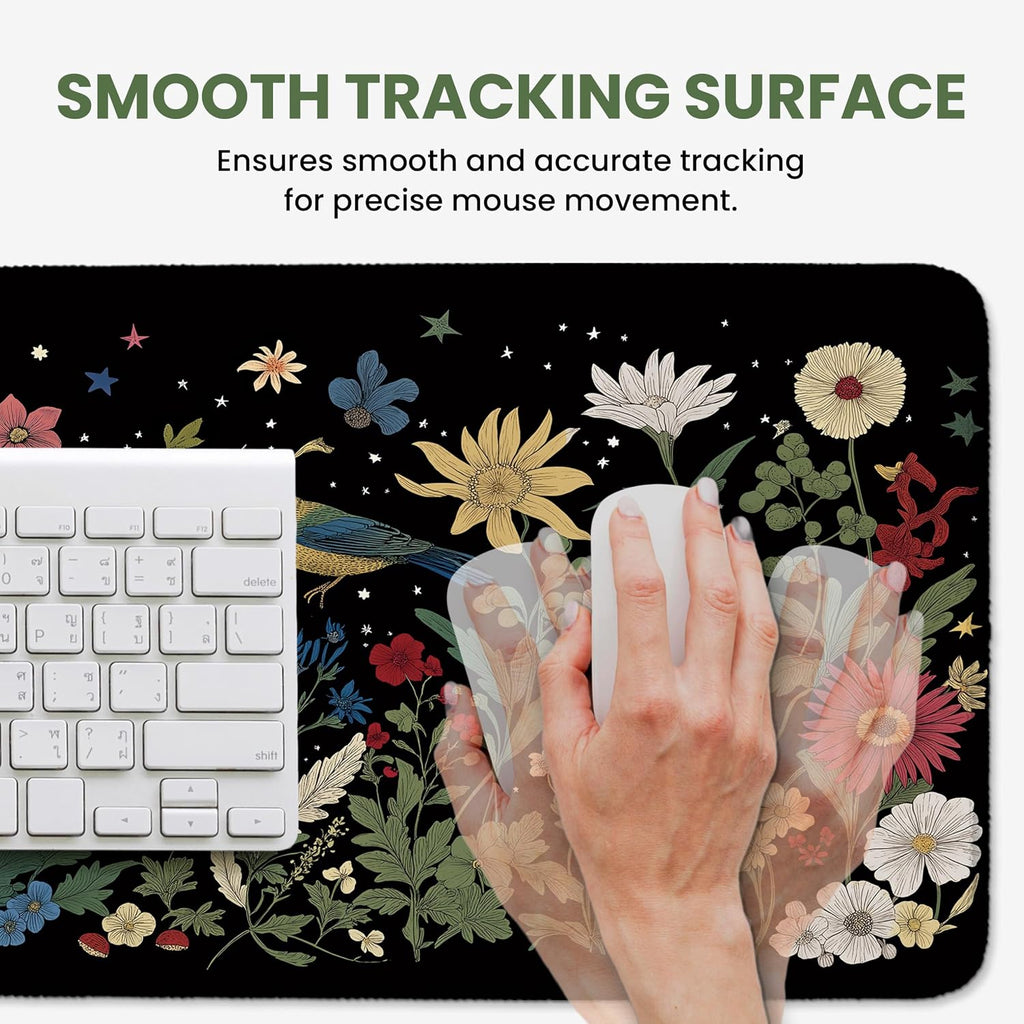 Aesthetic Desk Mat, Cute Enchanted Garden Desk Pad Protector for Work & Decor, 31.5" x 11.8", Pretty Non-Slip Extended Mouse Pad for Office or Home