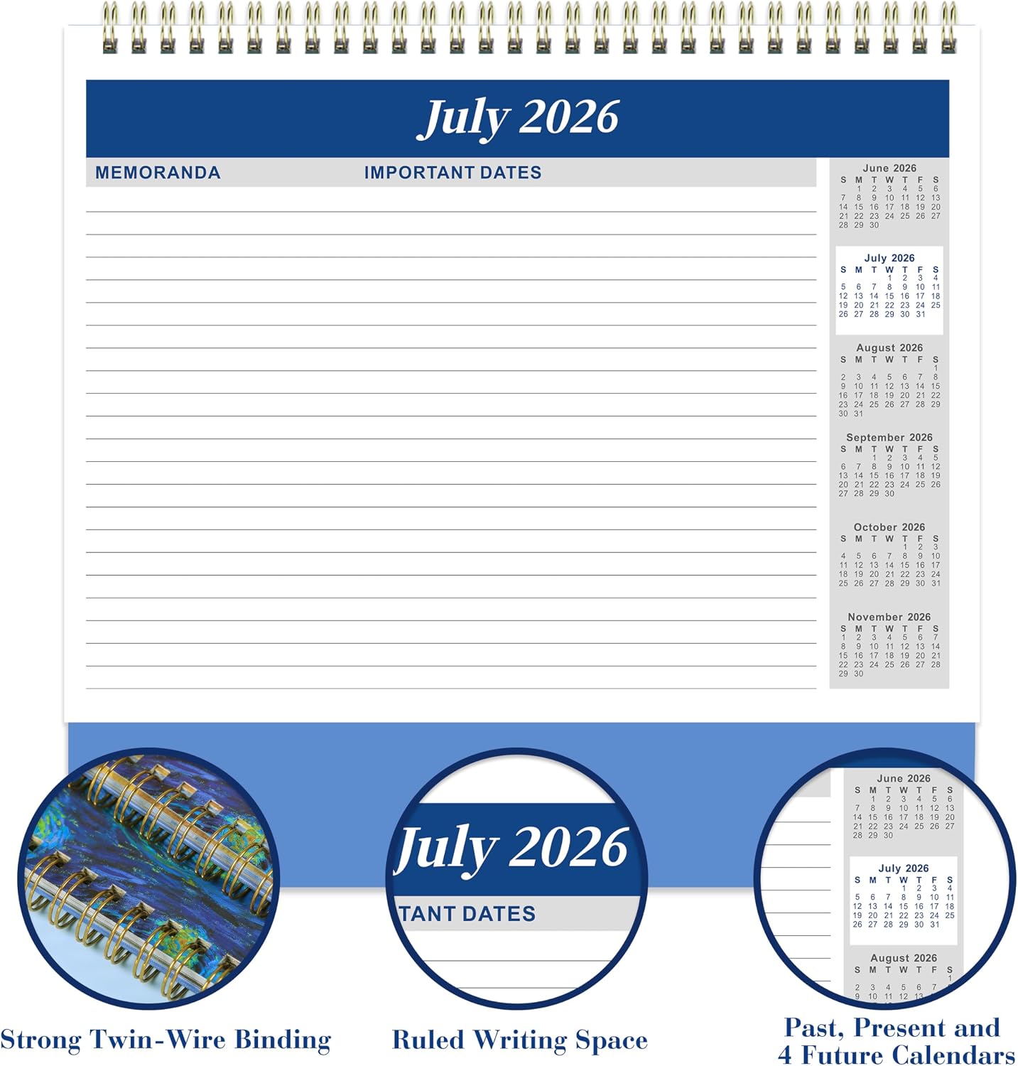 2027 Desk Calendar, Flip Desktop Calendar, Jul 2026 - Dec 2027