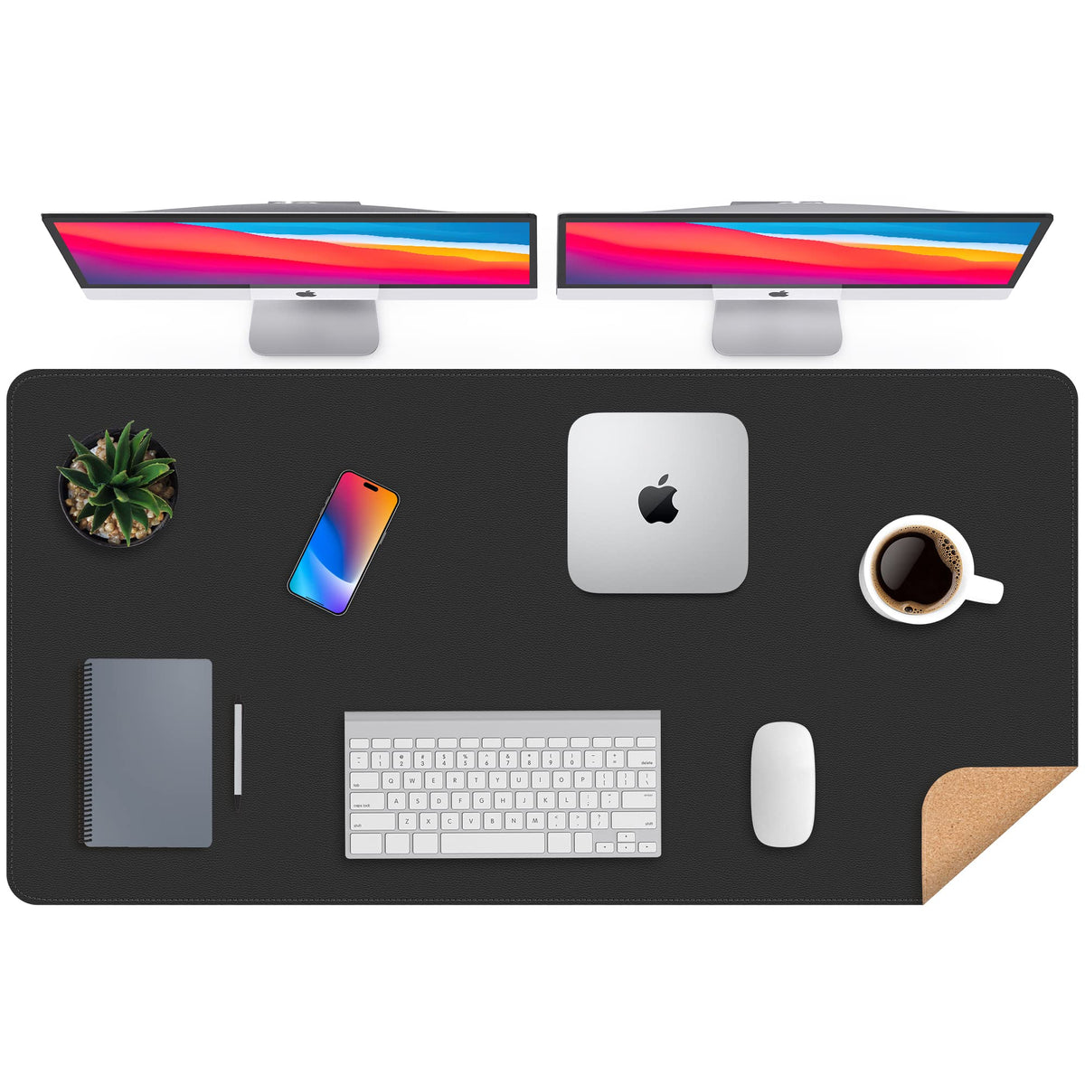 AFIING Large Desk Mat, 47" x 17", Black