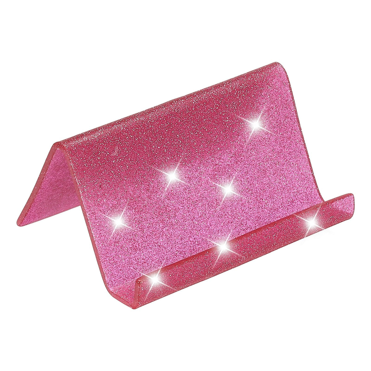 PATIKIL Business Card Holder for Desk, Acrylic Business Card Holders Shine Card Stand Organizer Cards Display for Office Exhibition, Pink