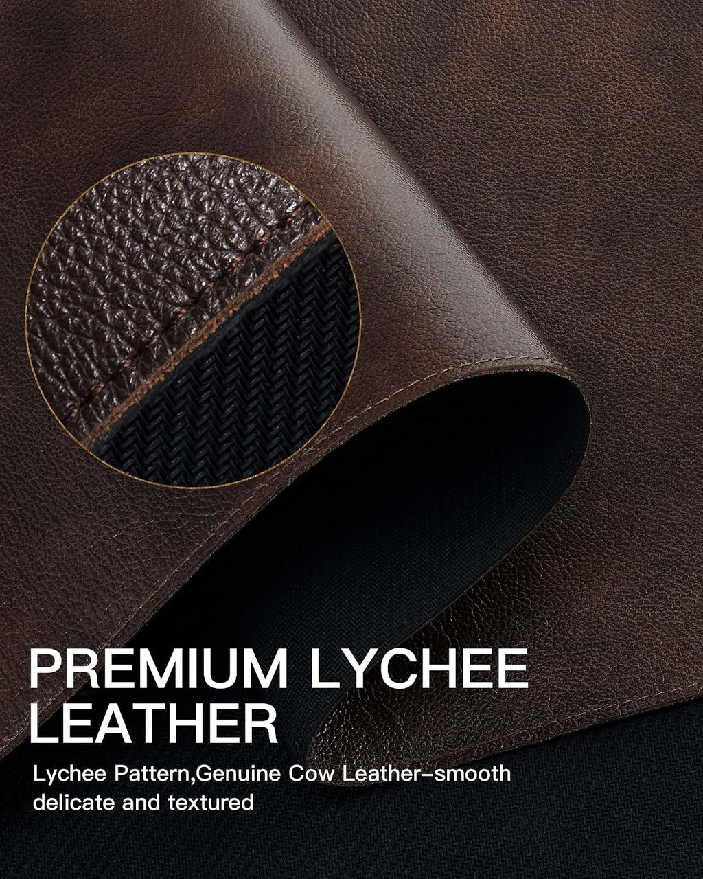 YSAGi Genuine Leather Desk Mat, 35.4"X17" Office Desk Pad, Thick Premium Table Pad with Stitched Line, Non-Slip Laptop Writing Pad with Rubber Base (Dark Brown, 35.4"x17")