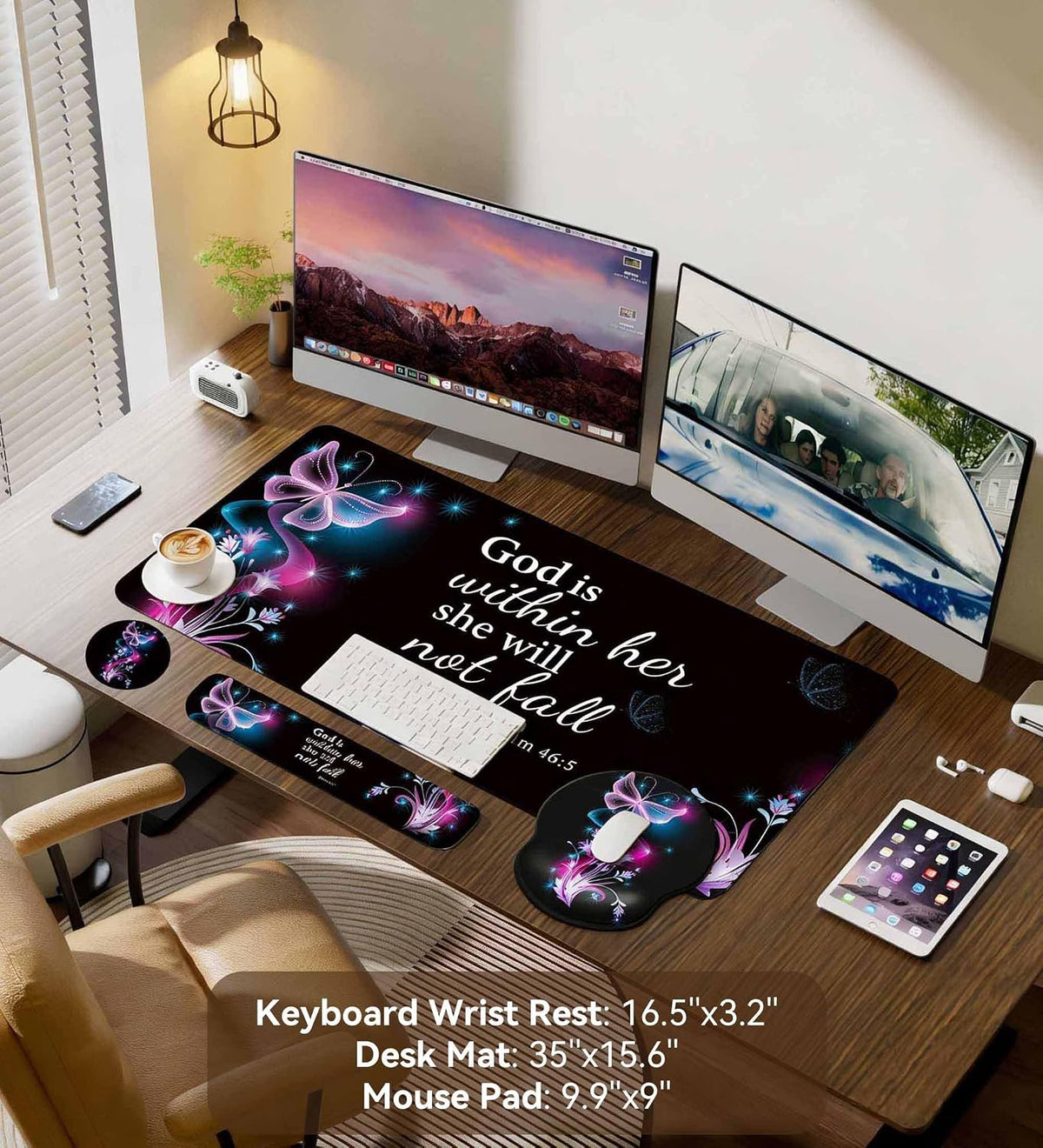 Desk Mat Set Keyboard and Mouse Pad with Wrist Rest Support