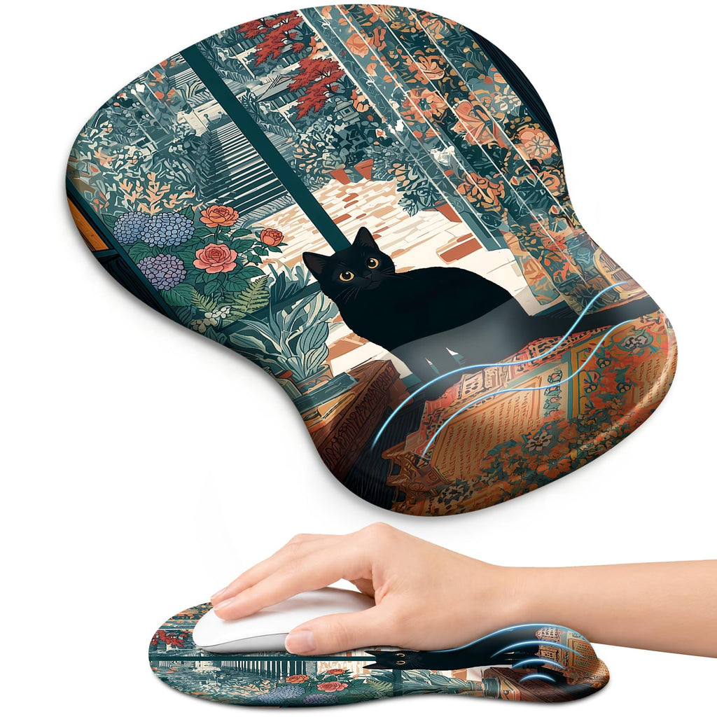 Ergonomic Mouse Pad with Wrist Rest, Gel Wrist Support, Black