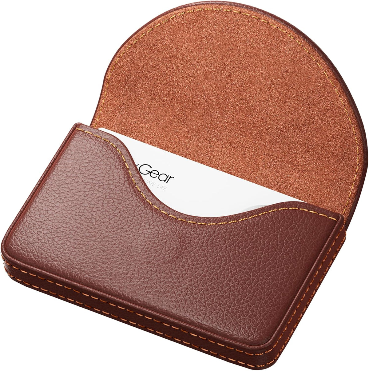 MaxGear Business Card Holder Case, PU Leather Business Card Case, Coffee