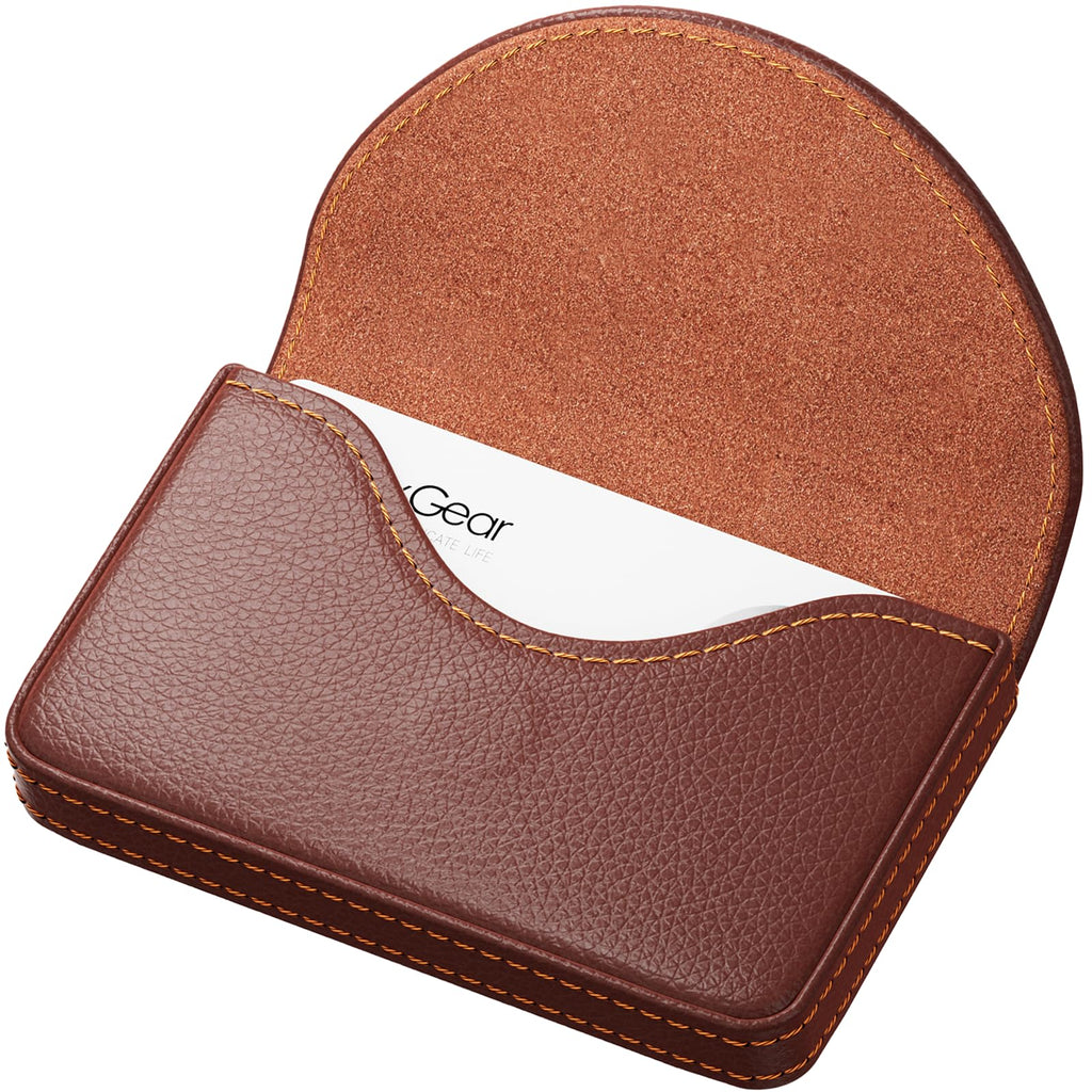 MaxGear Business Card Holder Case, PU Leather Business Card Case, Coffee