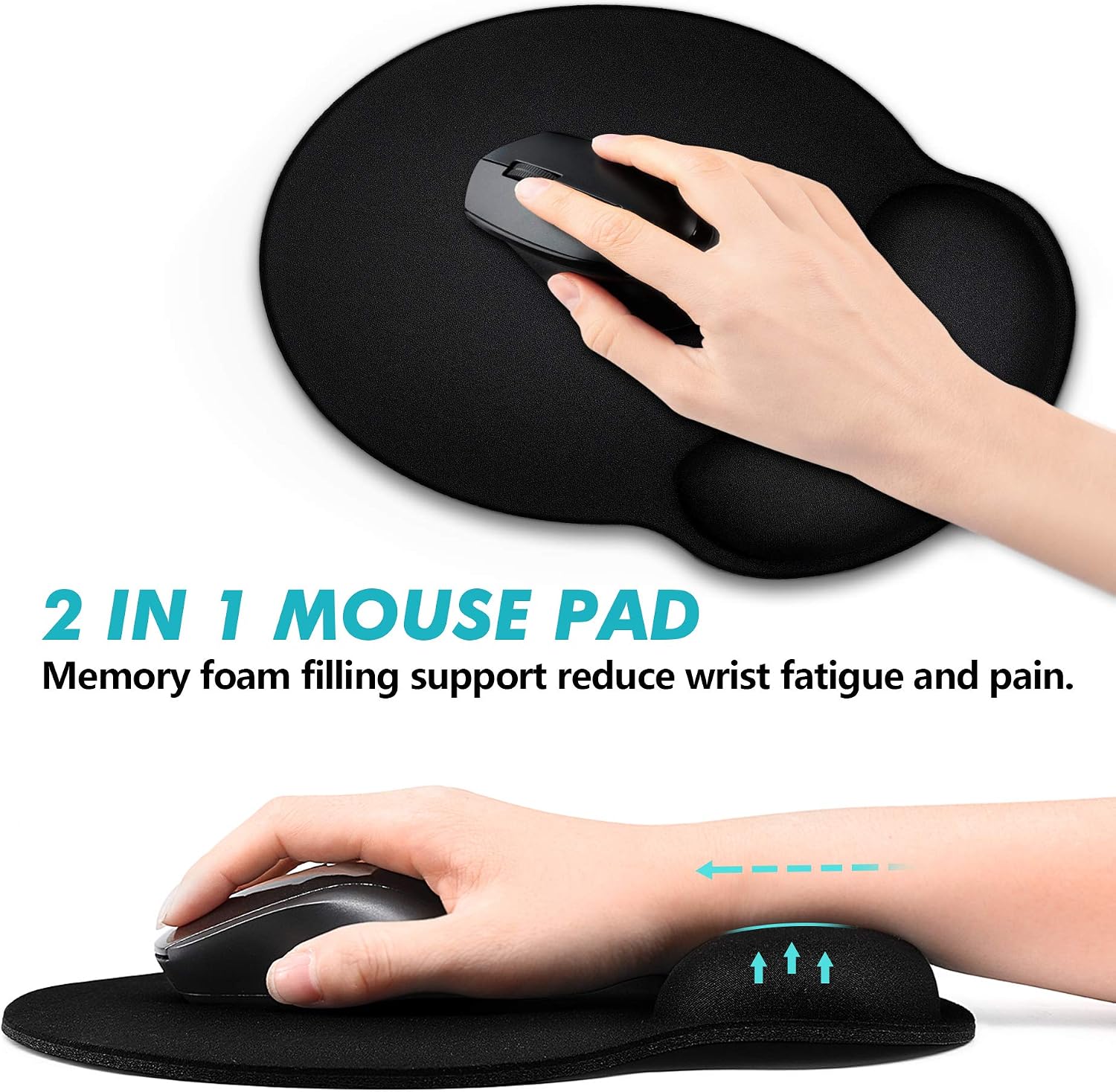 Ergonomic Mouse Pad 3 Pack with Wrist Rest Support, Round Gaming Mousepad with Smooth Surface & Non-Slip Rubber Base for Computer, Laptop, Office, Comfortable Memory Foam for Wrist Cushion