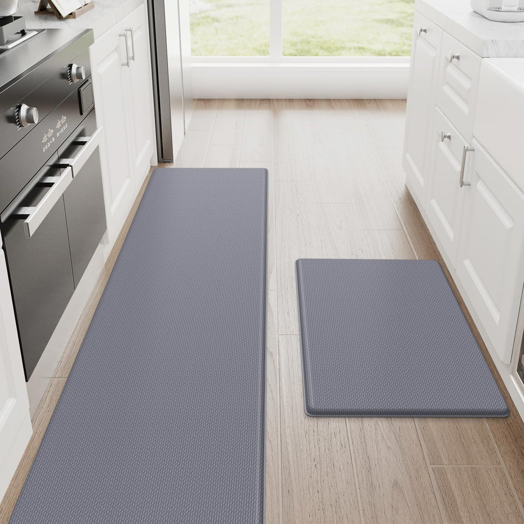 StepRite Kitchen Mats for Floor, 2-Piece Anti-Fatigue Kitchen Rugs, Black