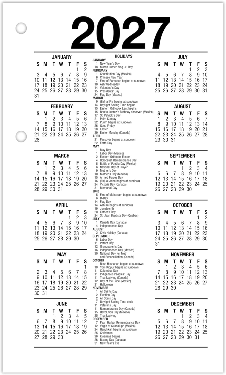 AT-A-GLANCE 2027 Desk Calendar Refill, Daily Desk Pad Refill, 3.5" x 6", Standard, Loose-Leaf, Recycled (E717R5027)