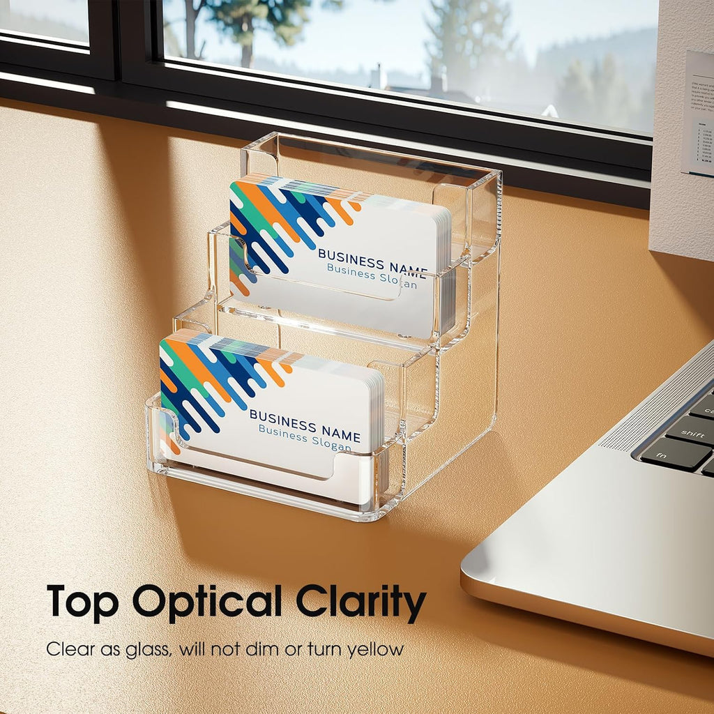 MaxGear Acrylic Business Card Holder, 320 Cards Capacity, 4 Pocket, 2 Pack