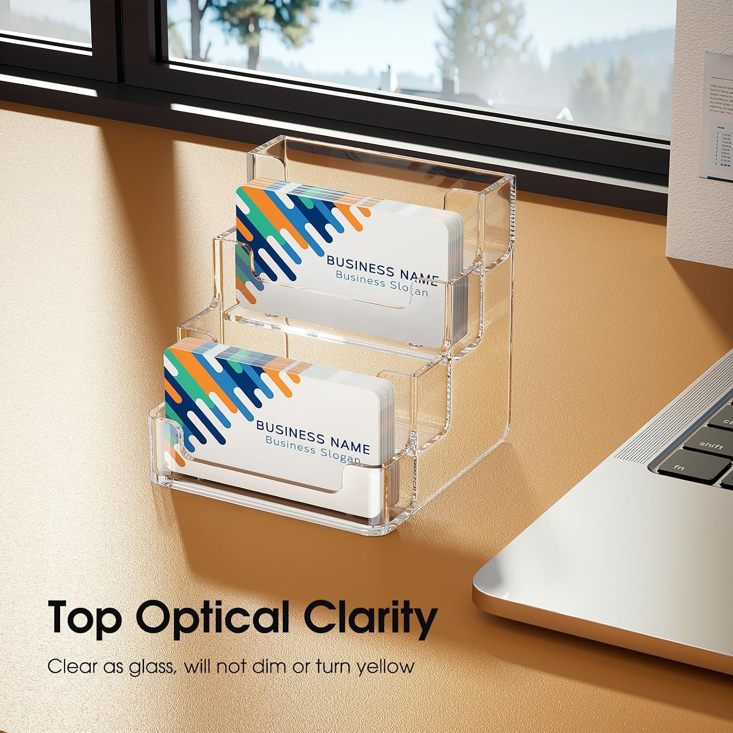 MaxGear Acrylic Business Card Holder, 320 Cards Capacity, 4 Pocket, 2 Pack