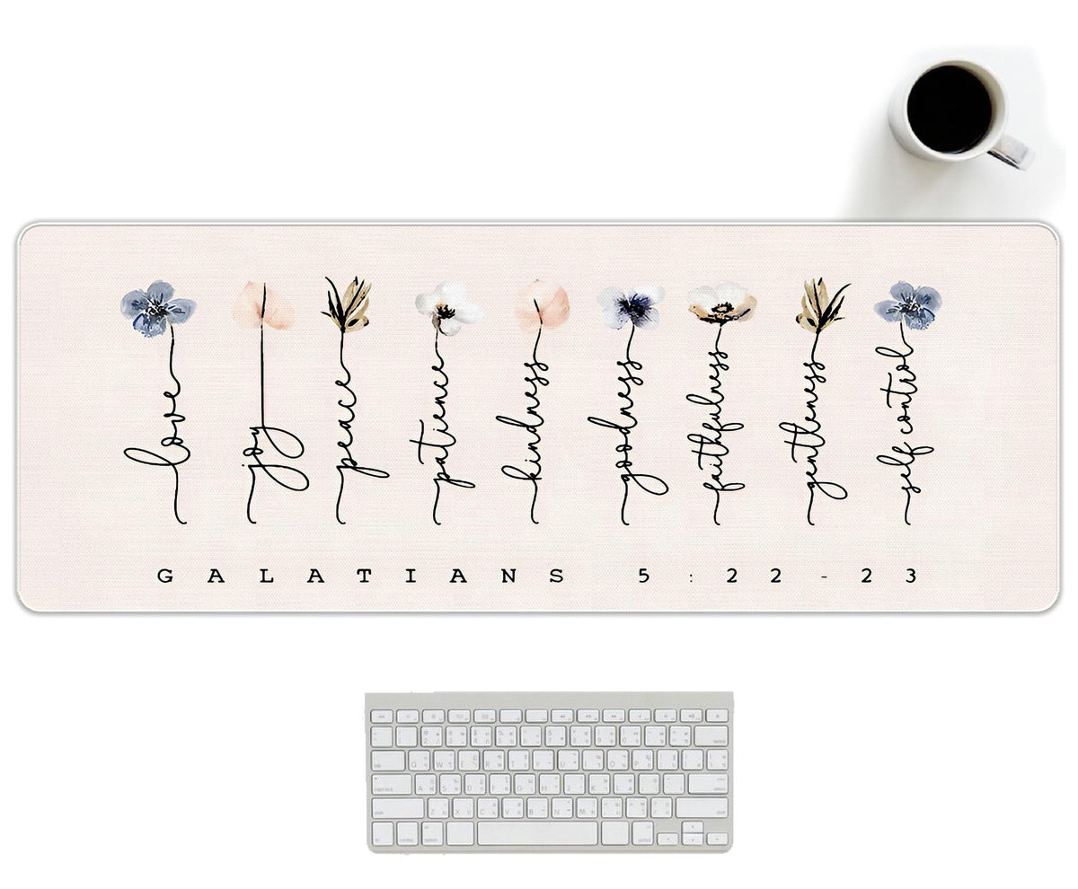 UTELKA Blue Desk Mat, Flroal Desk Matt for Desktop Mouse Pad 31.5x11.8