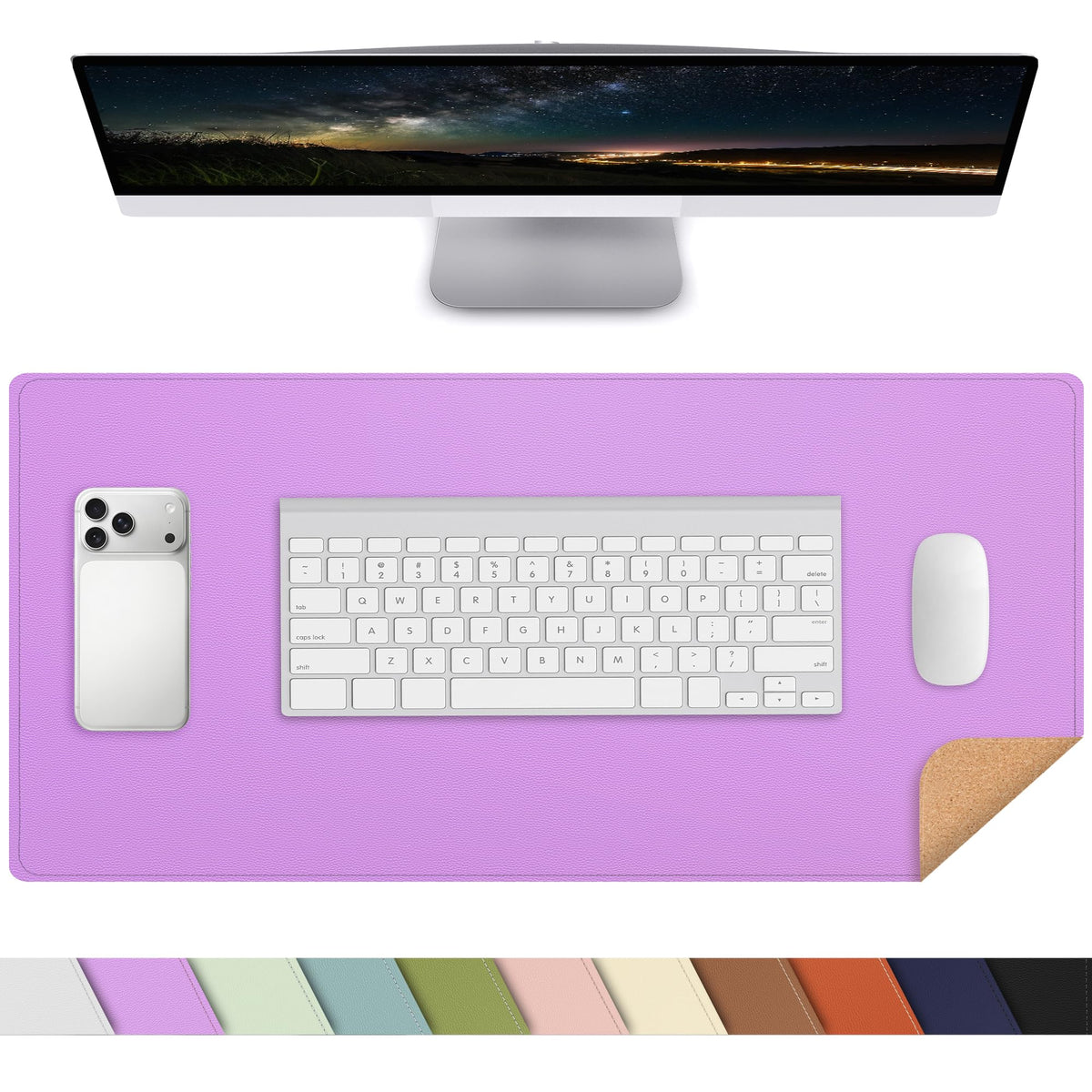 AFIING Large Desk Mat, 47" x 17", Black
