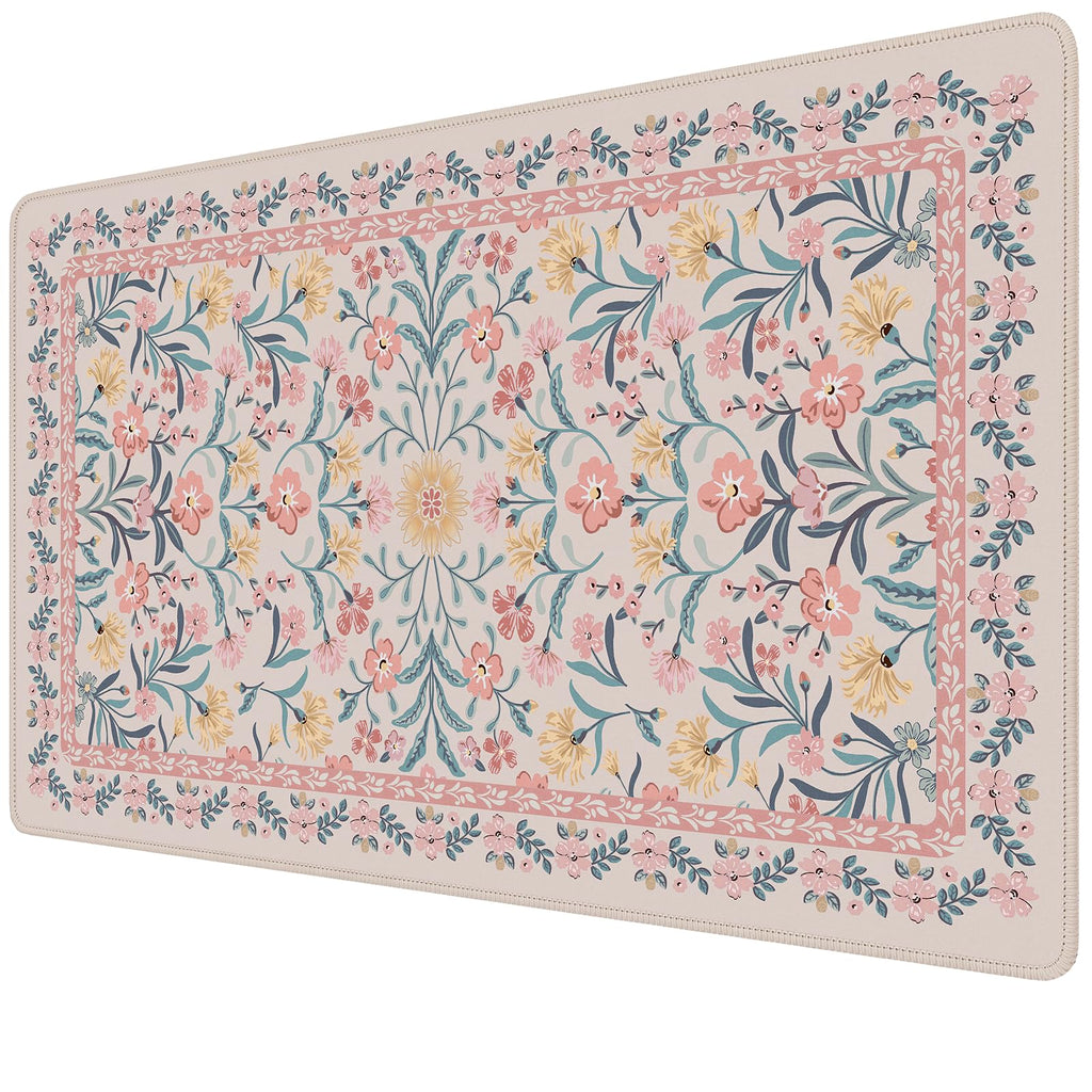 iCasso Desk Mat,Mouse Pad for Office Desk,35.4x15.7in,Pink Floral