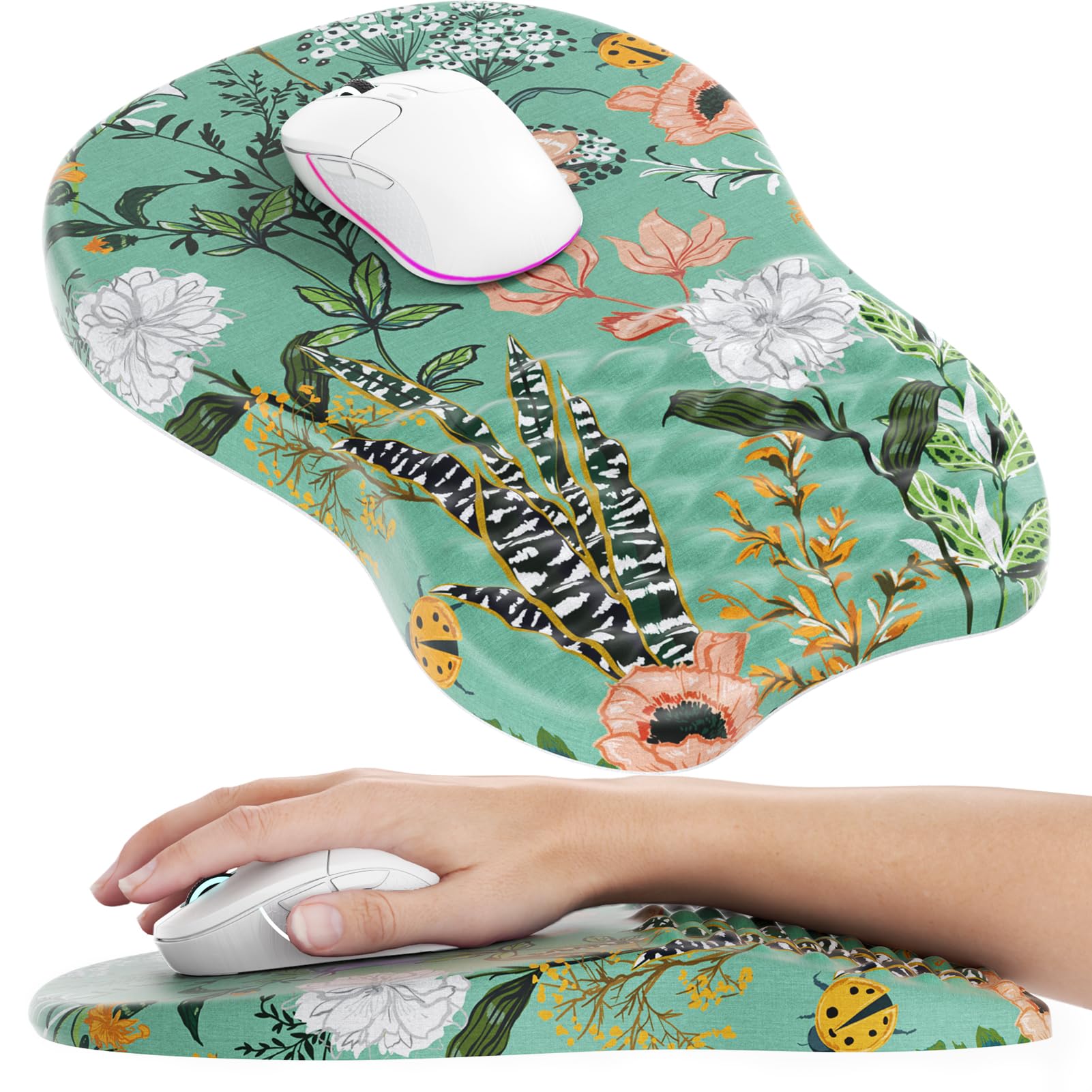 MROCO Ergonomic Mouse Pad with Wrist Support, Memory Foam Wrist Rest, Black