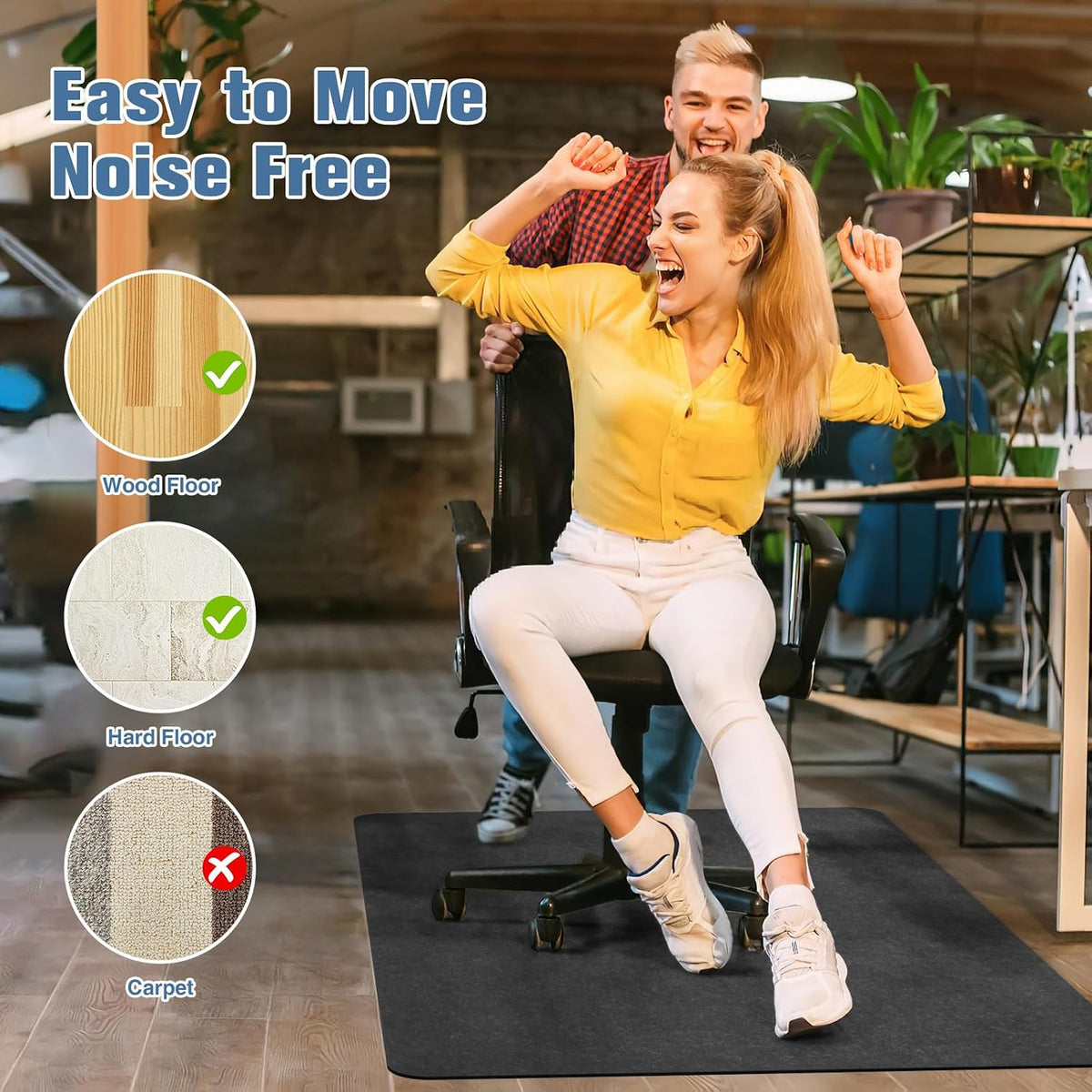 Placoot Office Chair Mat for Hardwood Floor, 55"x35" Computer Chair Rug, Under Desk Mat, Large Anti-Slip Floor Protector for Home Office