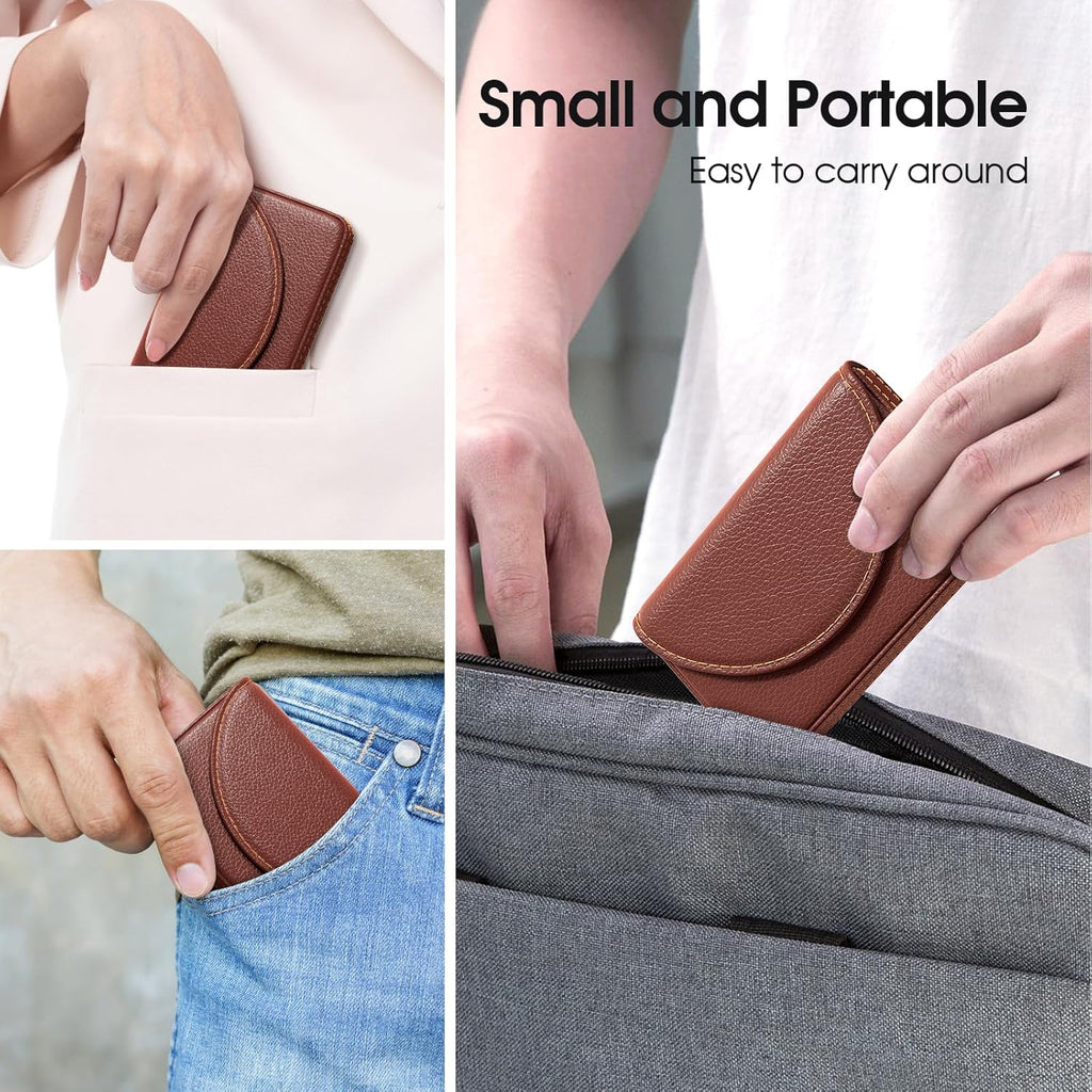 MaxGear Business Card Holder Case, PU Leather Business Card Case, Coffee