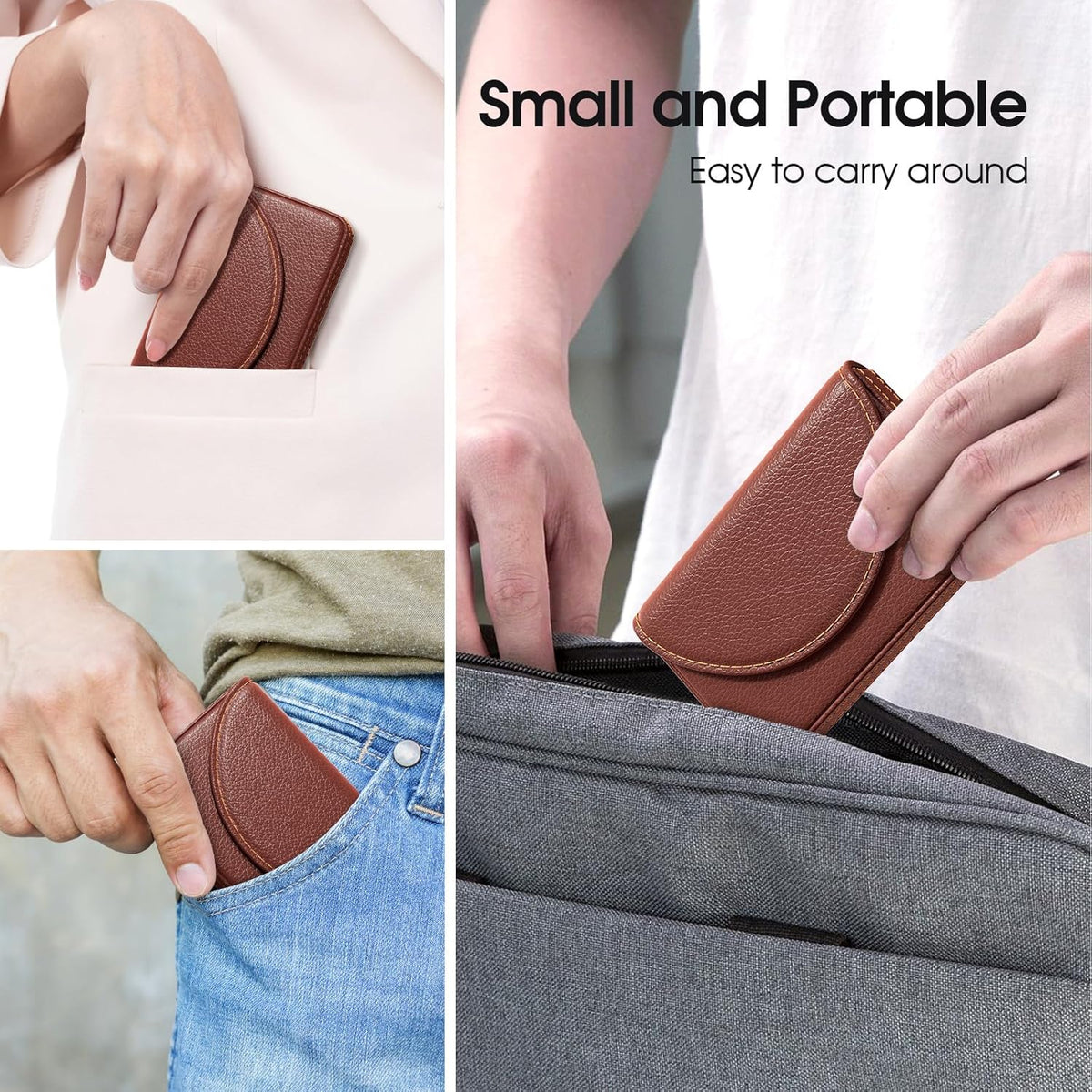 MaxGear Business Card Holder Case, PU Leather Business Card Case, Coffee