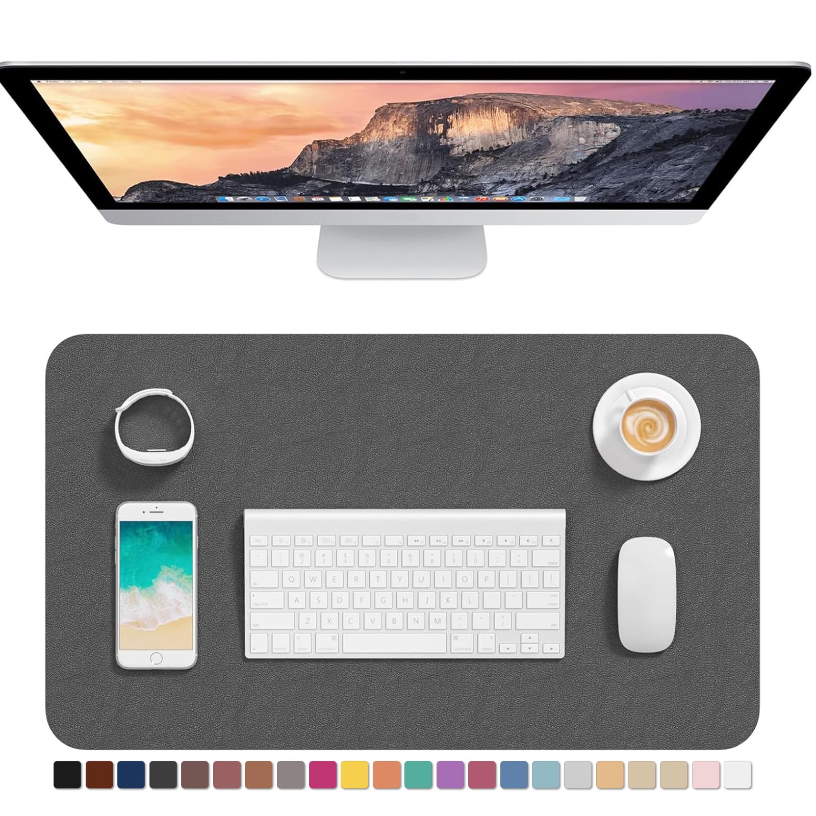 Hsurbtra Desk Pad, 30" x 14" PU Leather Desk Mat, XL Extended Mouse Pad, Waterproof Desktop Blotter Protector, Non-Slip Ultra Thin Large Laptop Keyboard Writing Mat for Office Home, Pink