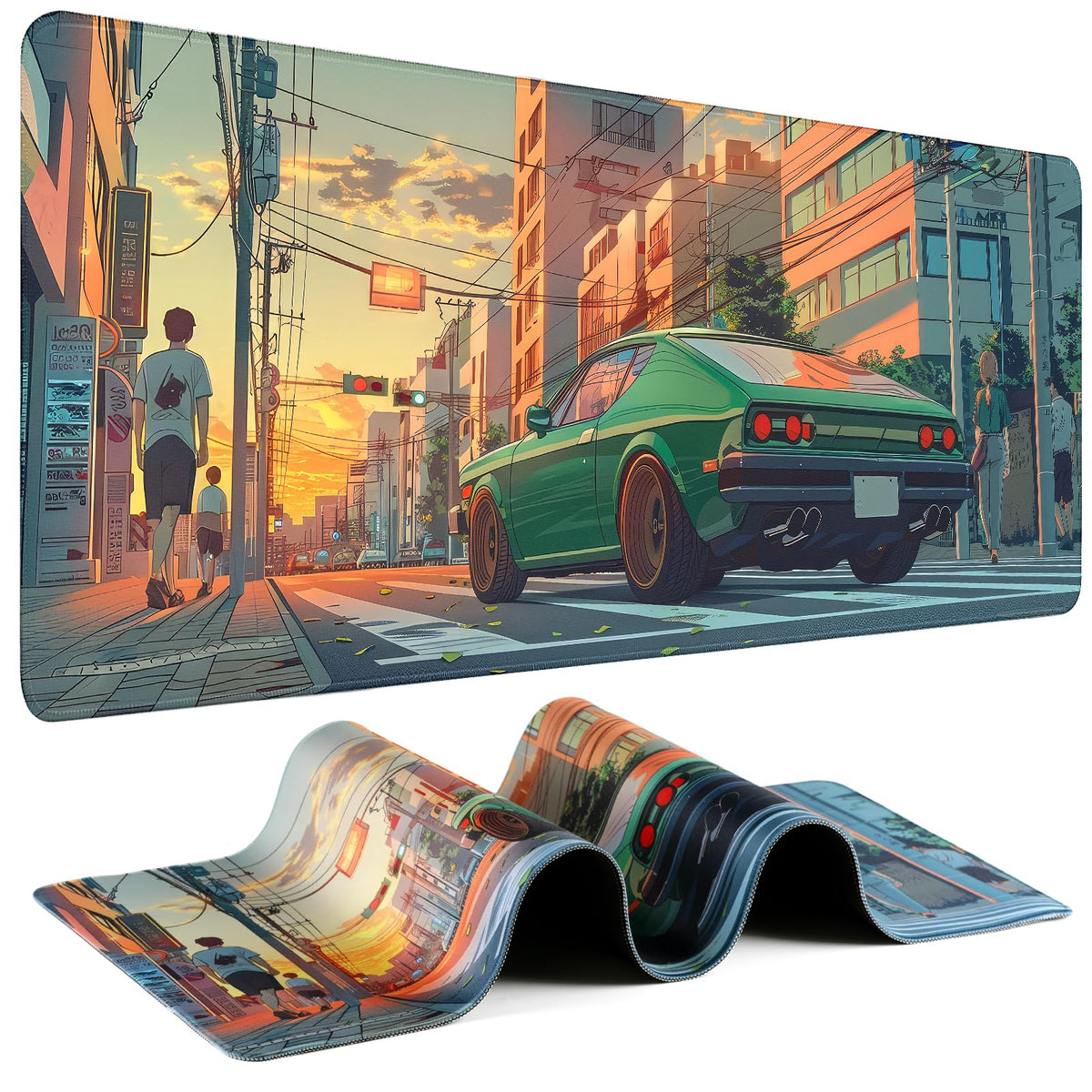 Mouse Pad Gaming - Desk Mat for Keyboard and Mouse - Kanagawa Large Mouse Pad for Desk, Japanese Sea Wave Mousepad (31.5 x 11.8inch) with Non-Slip Base, Desks Pad Mat for Game, Office and Home