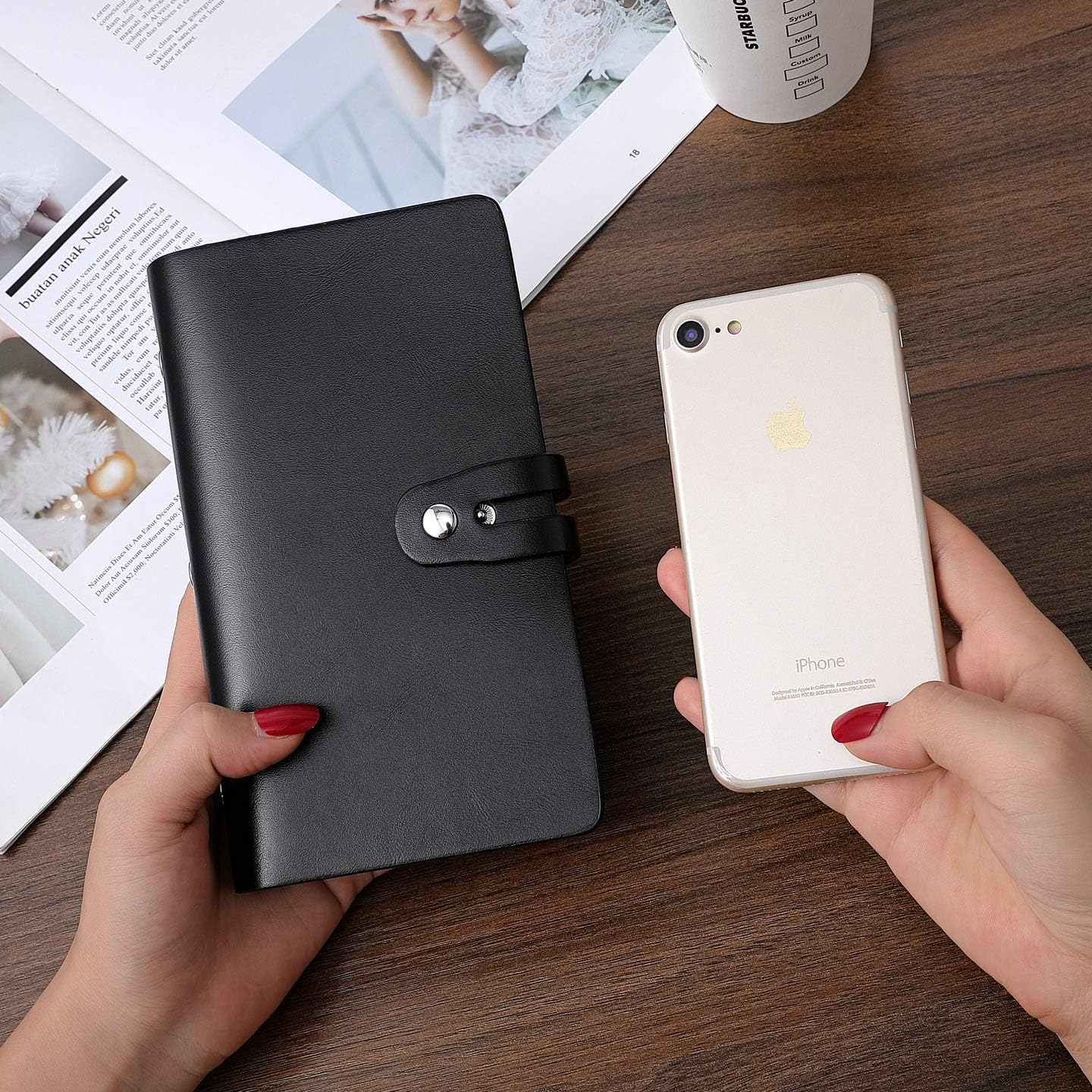 RFID Credit Card Holder Organizer, Leather Business Card Organizer with 96 Card Slots, Business Card Book to Keep Cards Neatly Organized and Prevent Jumbling, Loss, or Damage (Black)
