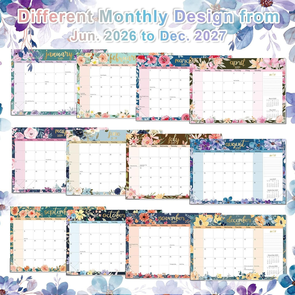 Guasslee Desk Calendar 2026-2027, 19 Month Jun 2026-Dec 2027, 17" X 11.5"