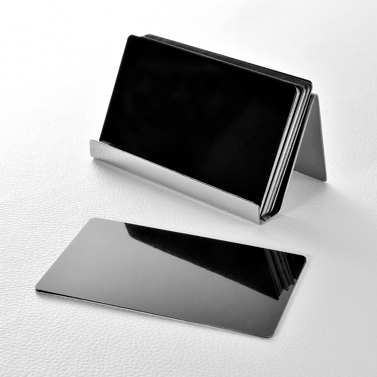 Maxdot 2 Pcs Stainless Steel Business Cards Holders, Silver