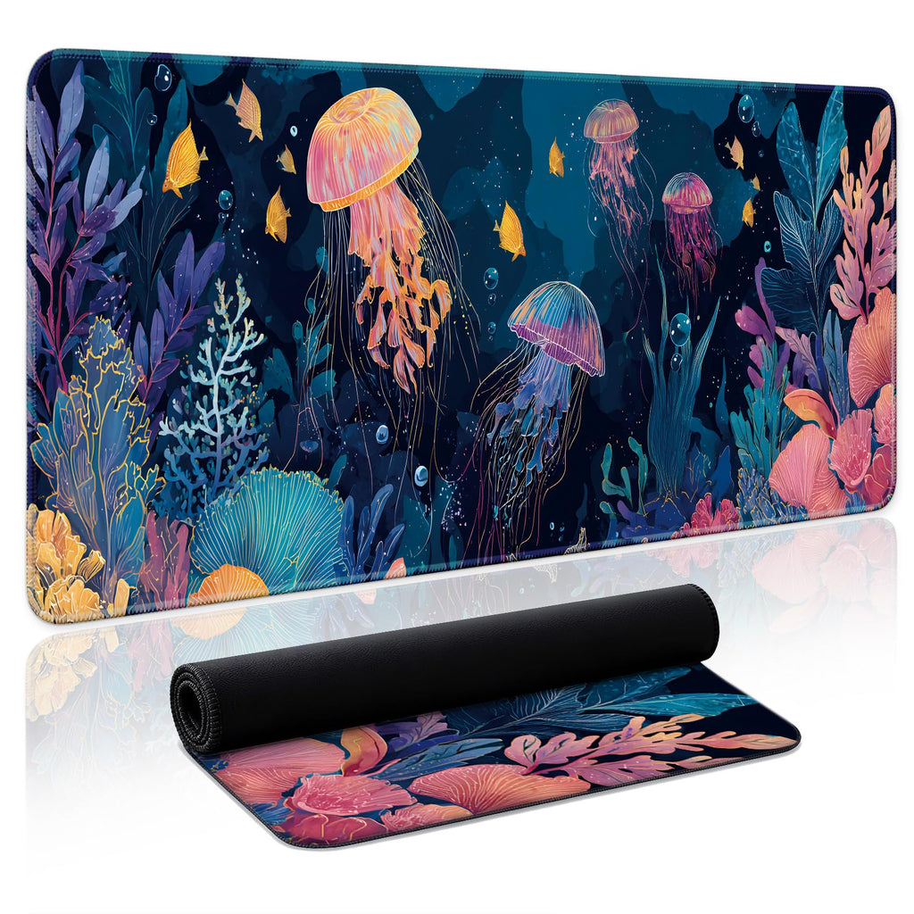 Aesthetic Desk Mat, Cute Enchanted Garden Desk Pad Protector for Work & Decor, 31.5" x 11.8", Pretty Non-Slip Extended Mouse Pad for Office or Home