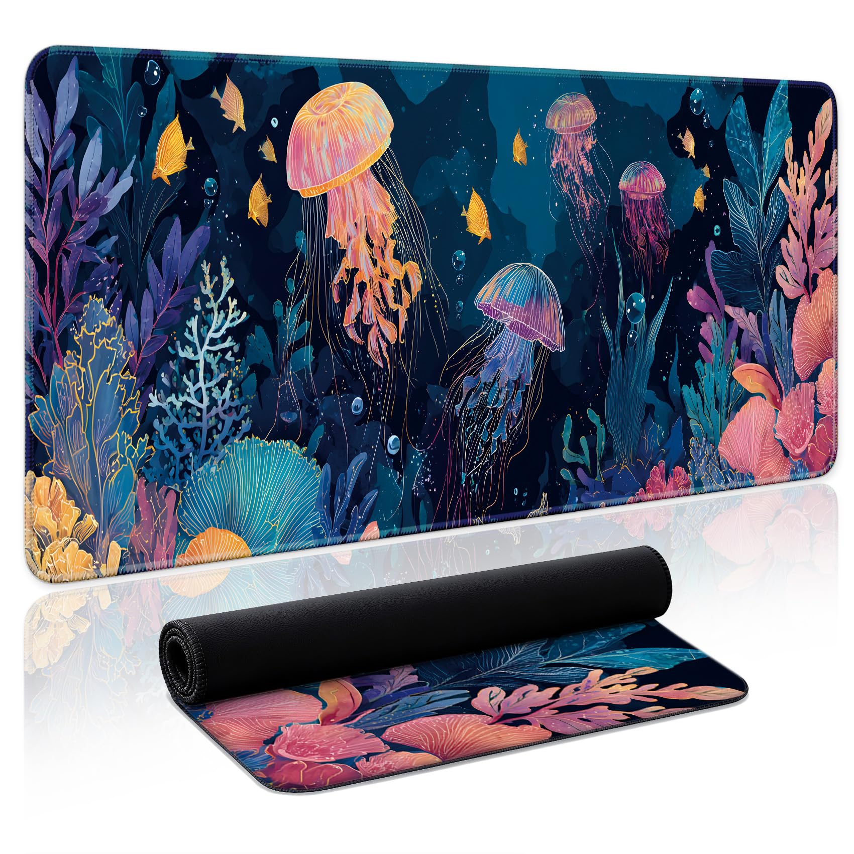 Aesthetic Desk Mat, Cute Enchanted Garden Desk Pad Protector for Work & Decor, 31.5" x 11.8", Pretty Non-Slip Extended Mouse Pad for Office or Home