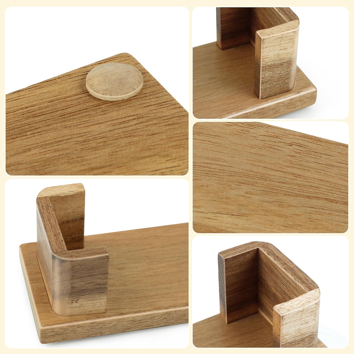 Acacia Wood Business Card Holder Desk Office Essentials, 60 Card Capacity