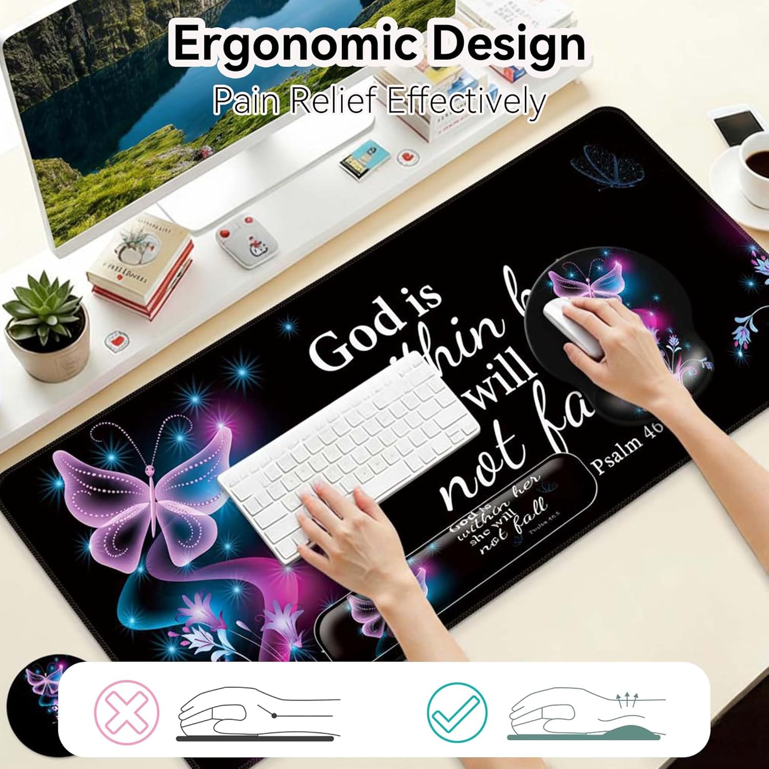 Desk Mat Set Keyboard and Mouse Pad with Wrist Rest Support